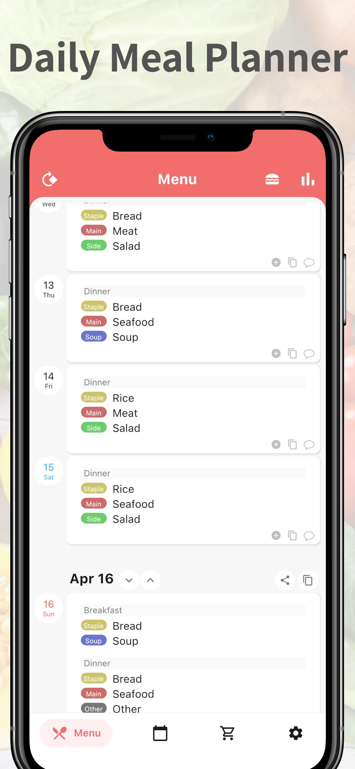 Daily Meal Planner iphone screenshot 1