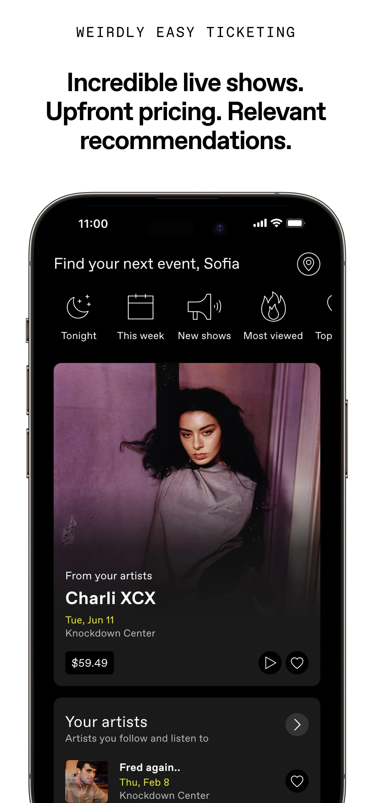 DICE: Live Shows iphone screenshot 1