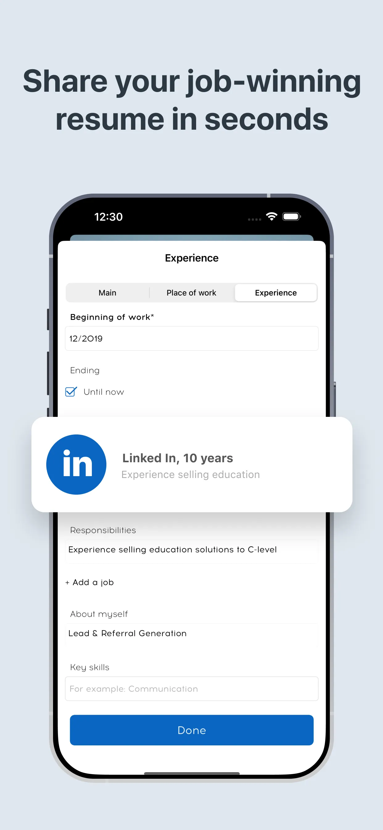 AI resume builder for linkedin iphone screenshot 3