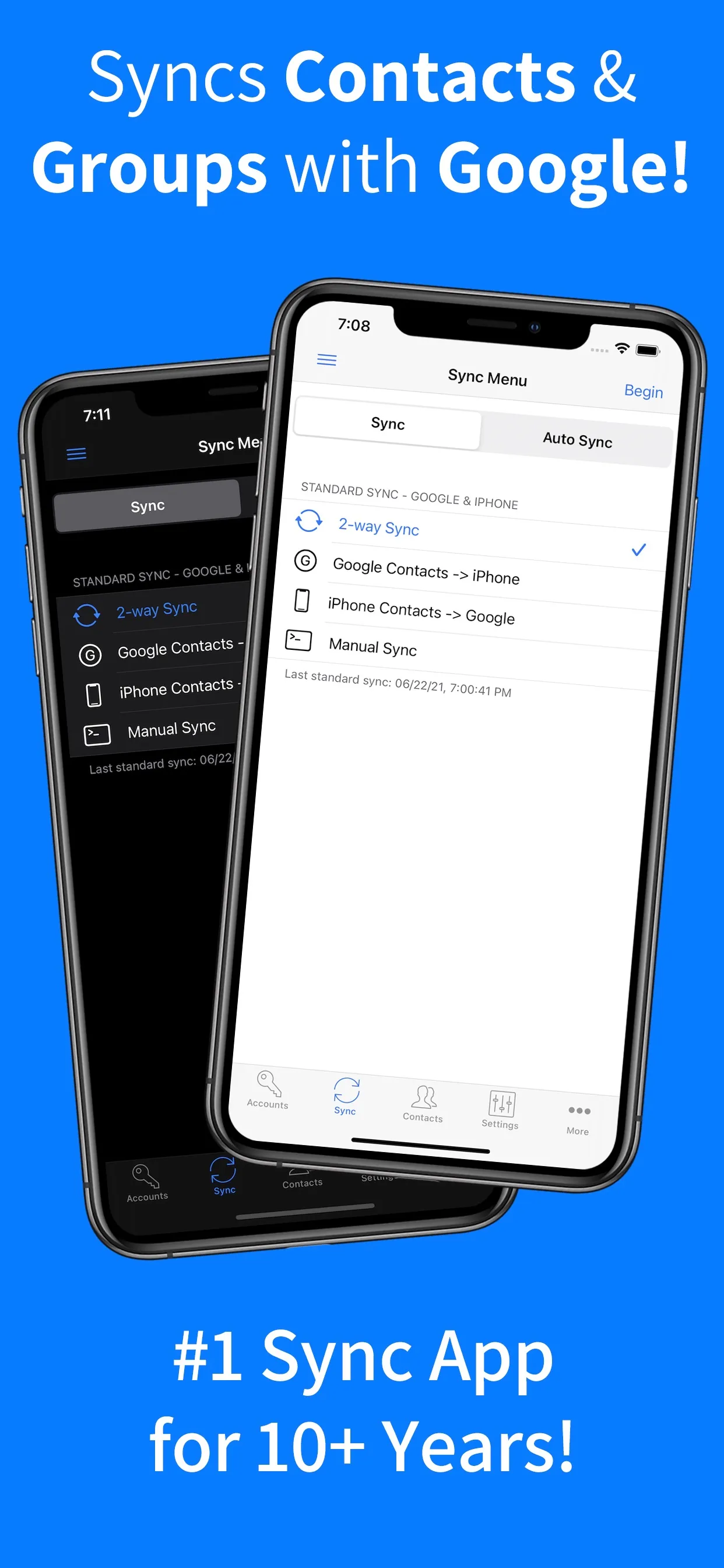 Contacts Sync: Google & More iphone screenshot 1