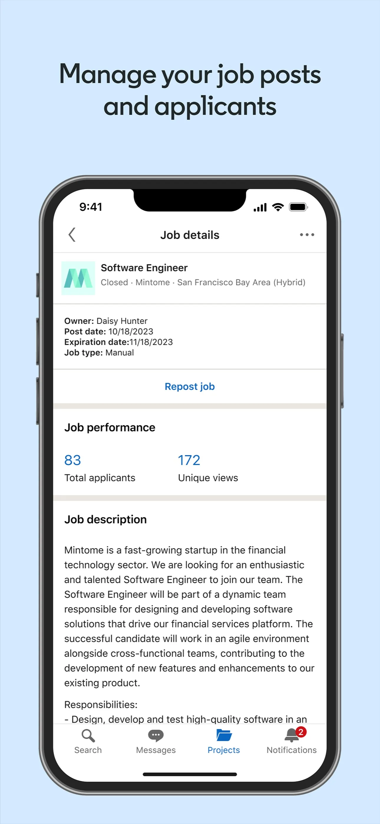 LinkedIn Recruiter iphone screenshot 2