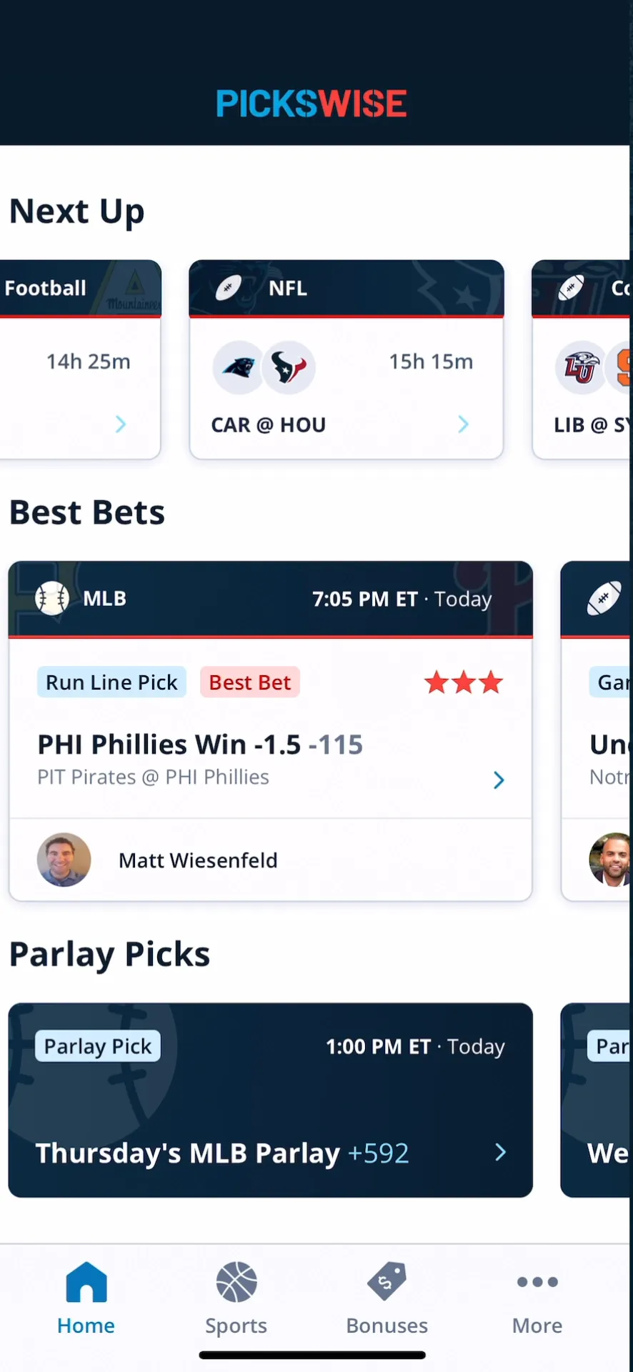 Pickswise Sports Betting iphone screenshot 1