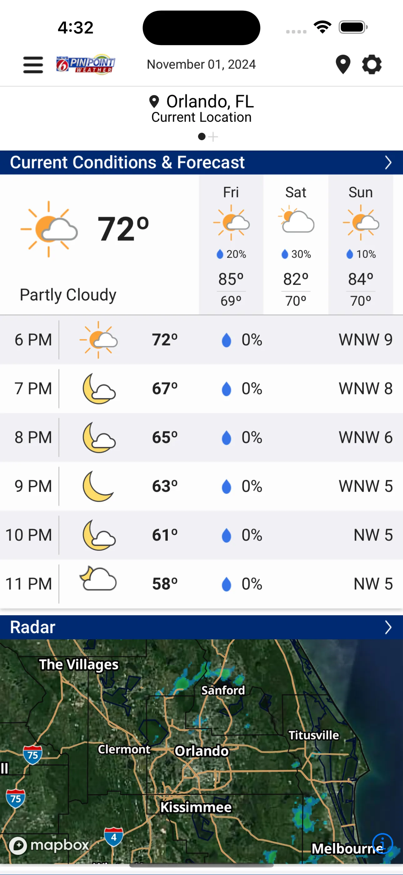 News 6 Pinpoint Weather WKMG iphone screenshot 1