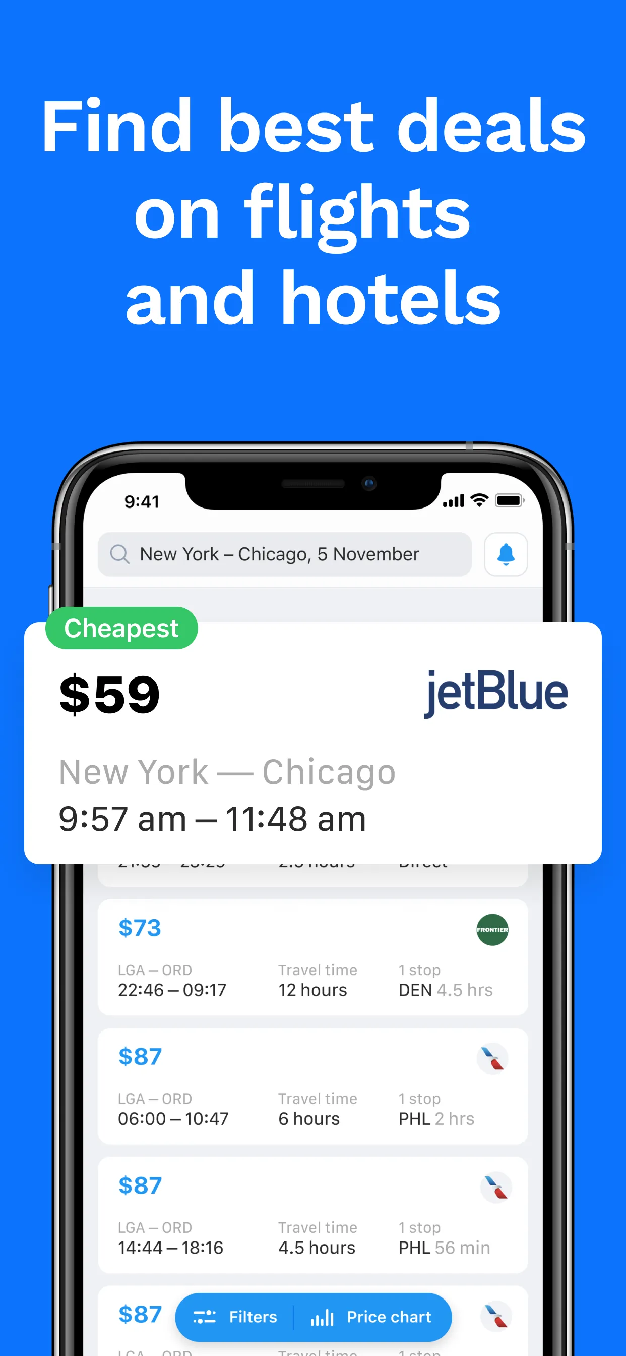 Cheap flight deals — WayAway iphone screenshot 1