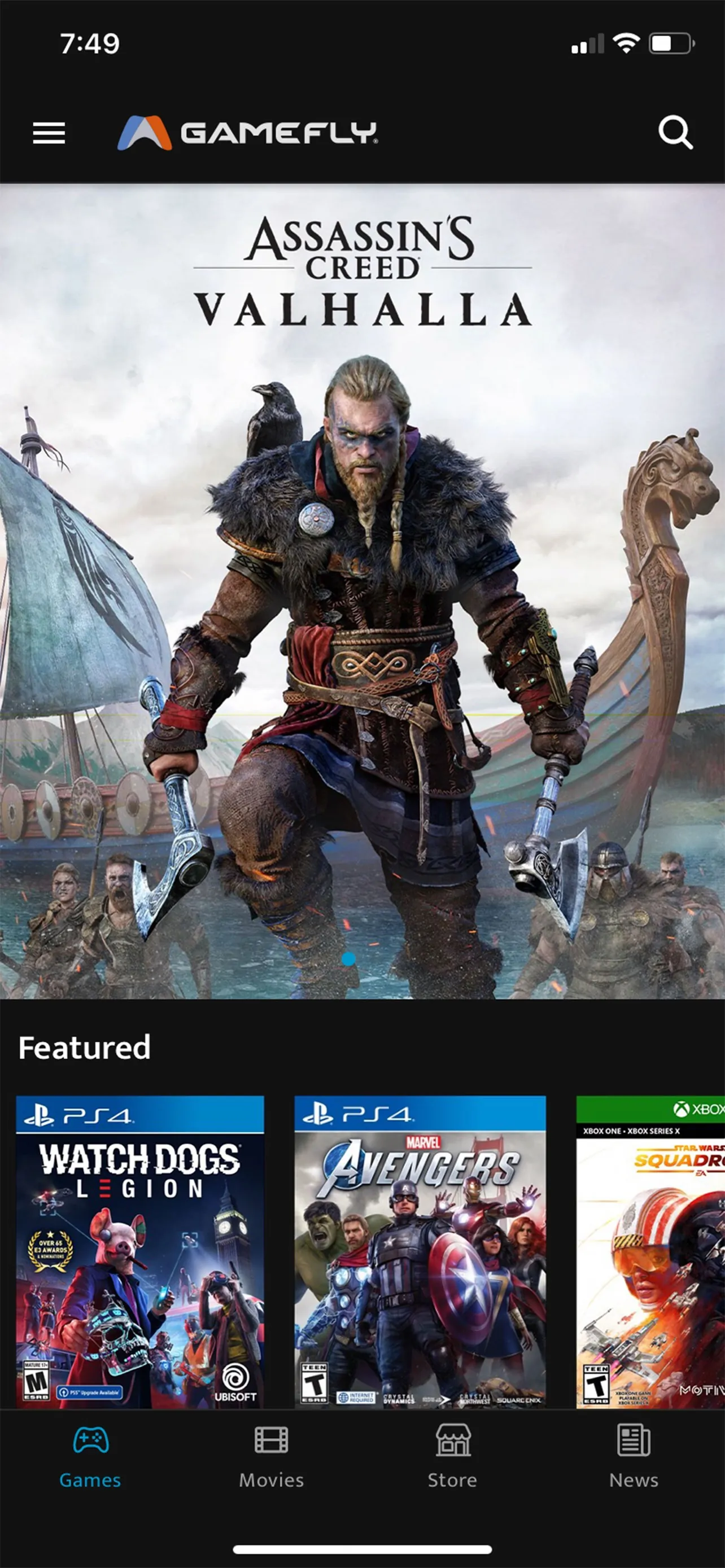 GameFly iphone screenshot 1
