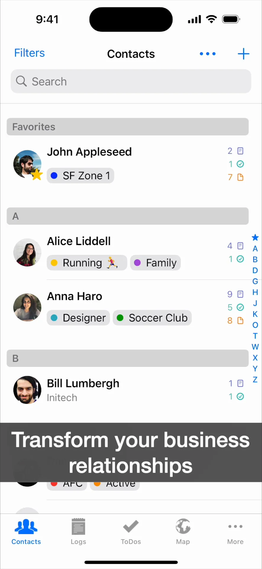 Contacts Journal CRM iphone screenshot 1