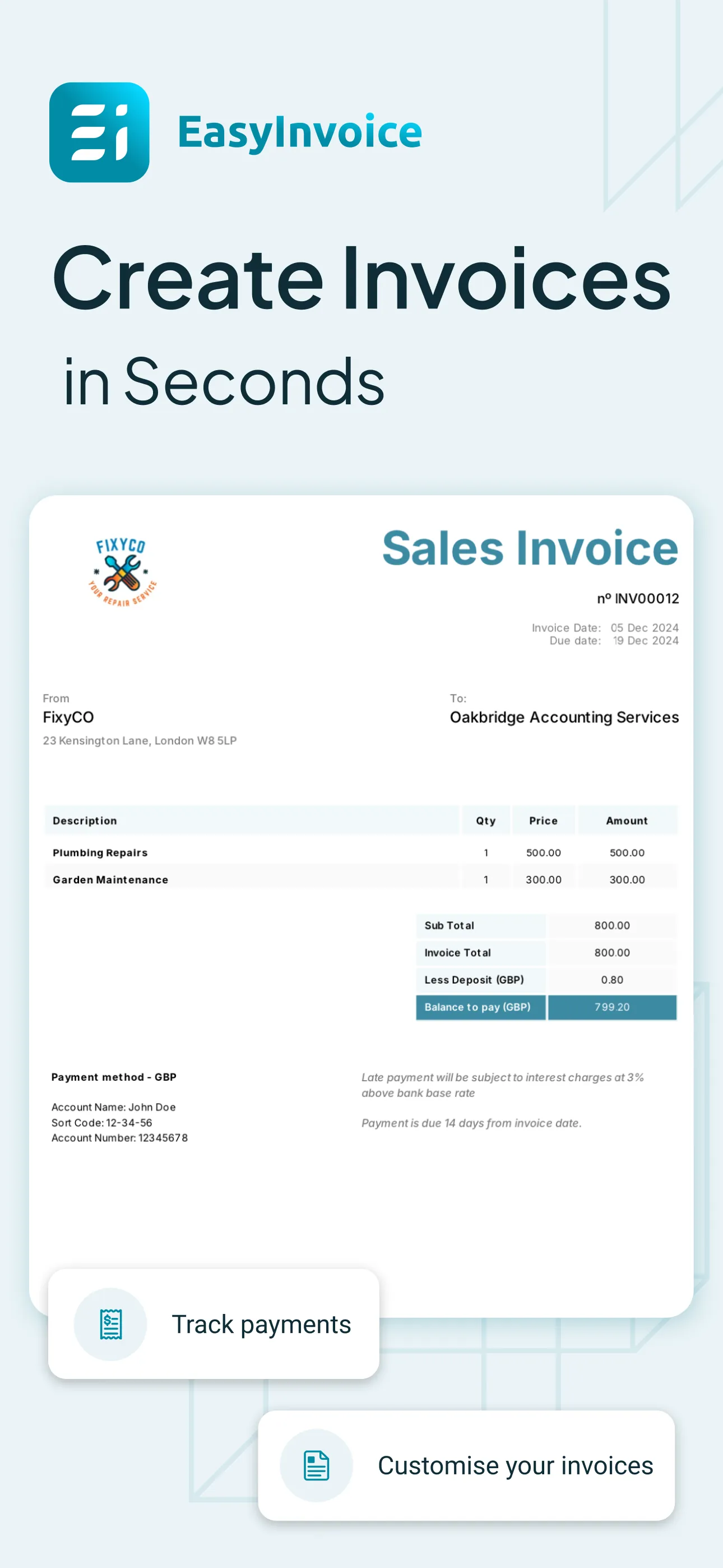 Easy Invoice Maker & Generator iphone screenshot 1