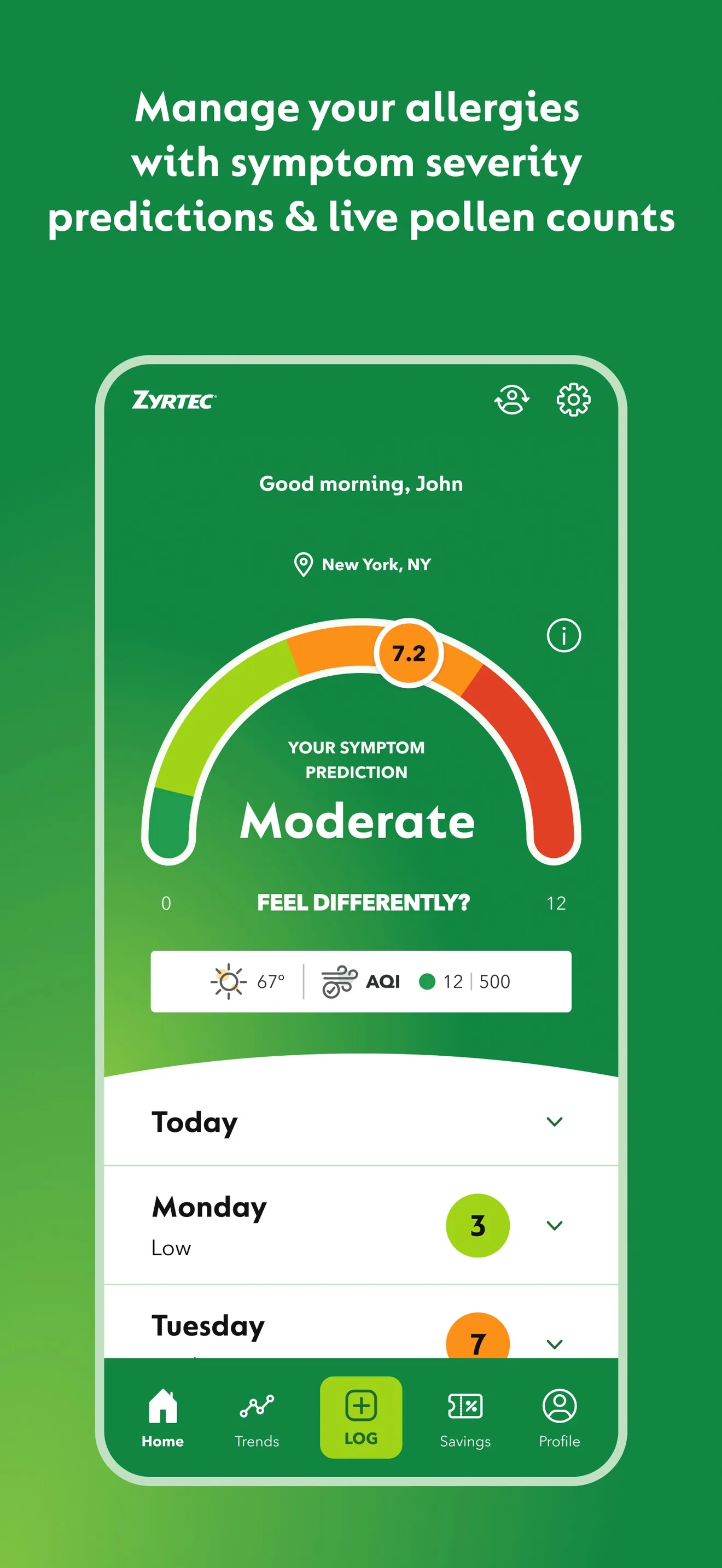 ZYRTEC® ALLERGYCAST® iphone screenshot 1
