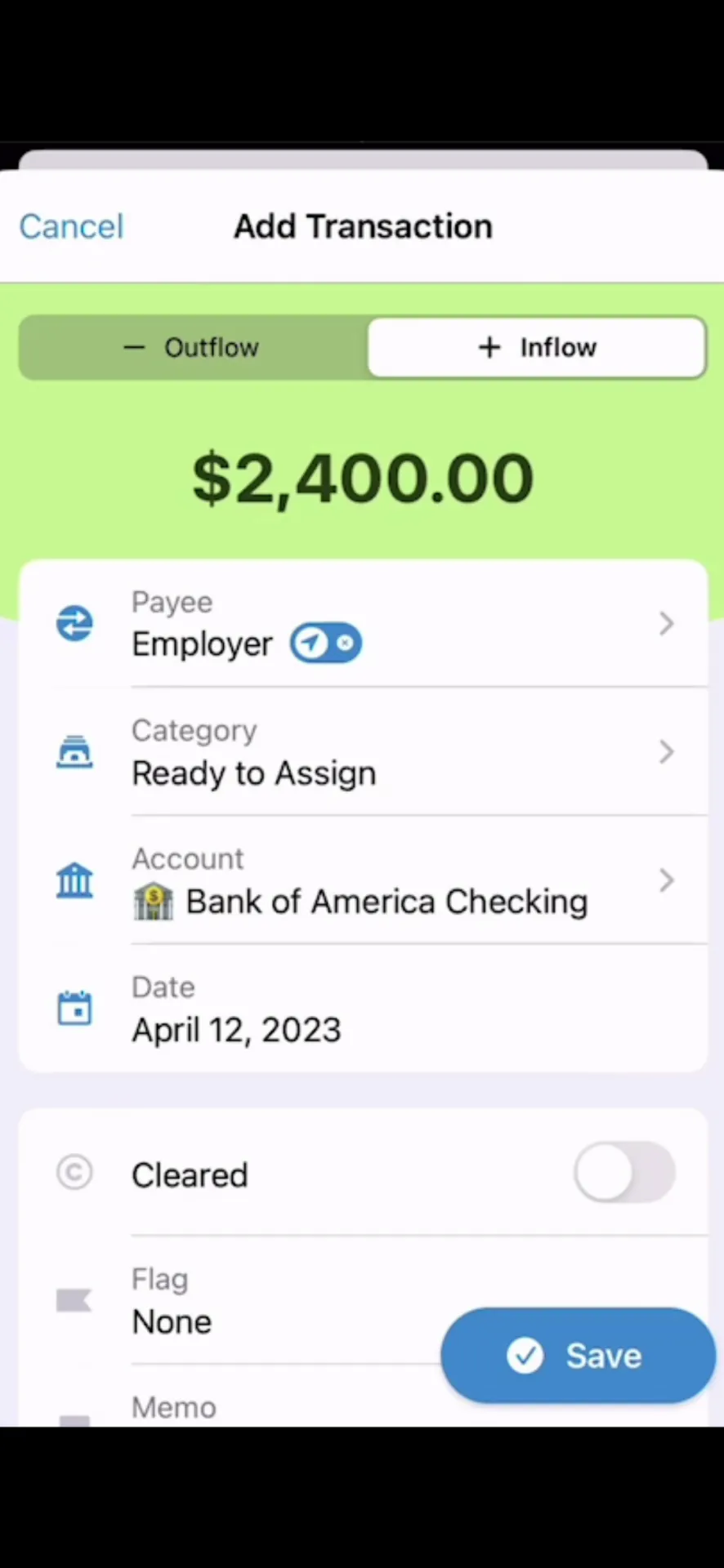 YNAB iphone screenshot 1