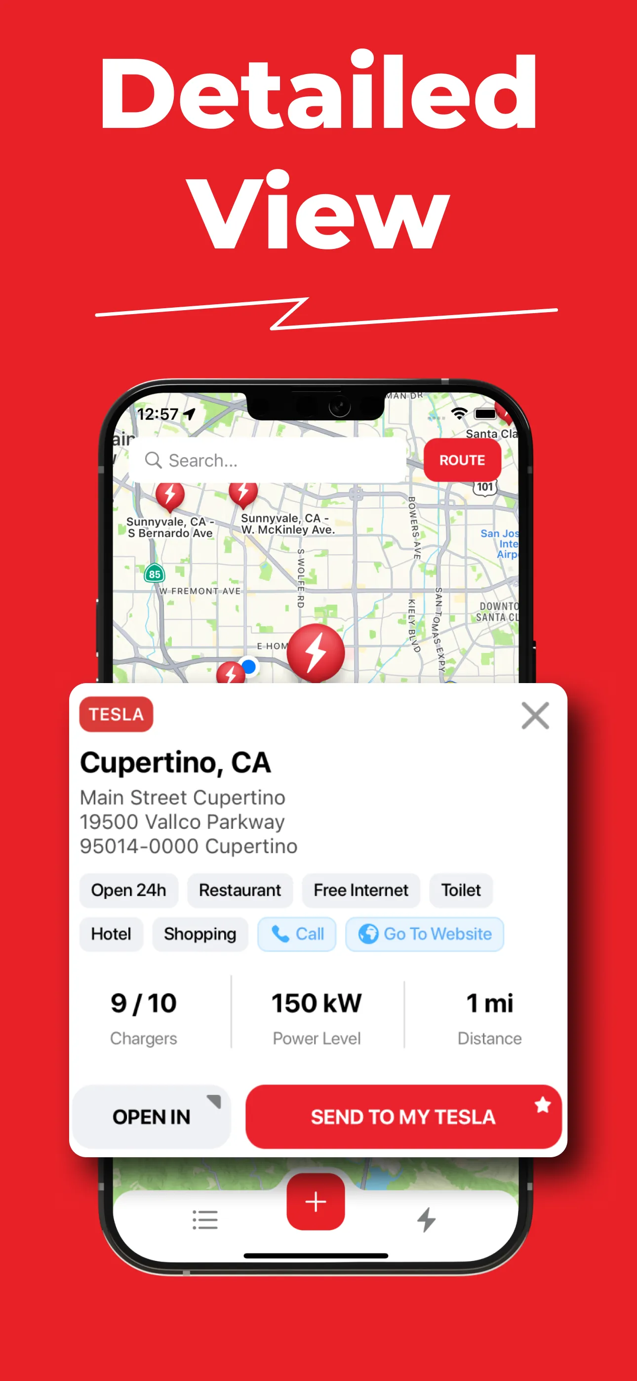 Supercharger map for Tesla iphone screenshot 2