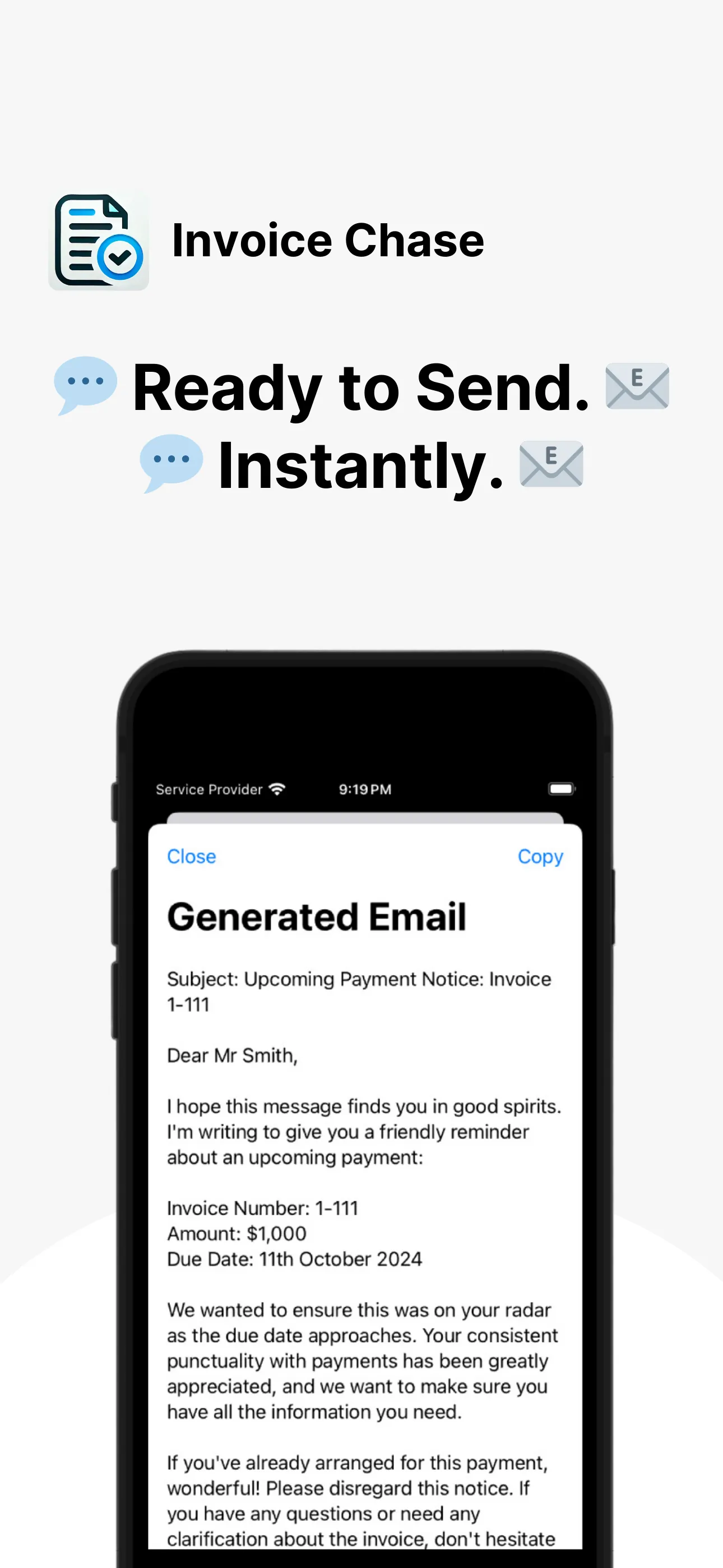 Invoice Chase iphone screenshot 2