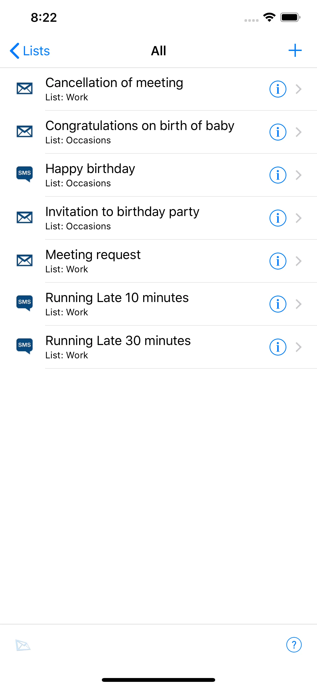 Email & SMS Templates Lite iphone screenshot 2
