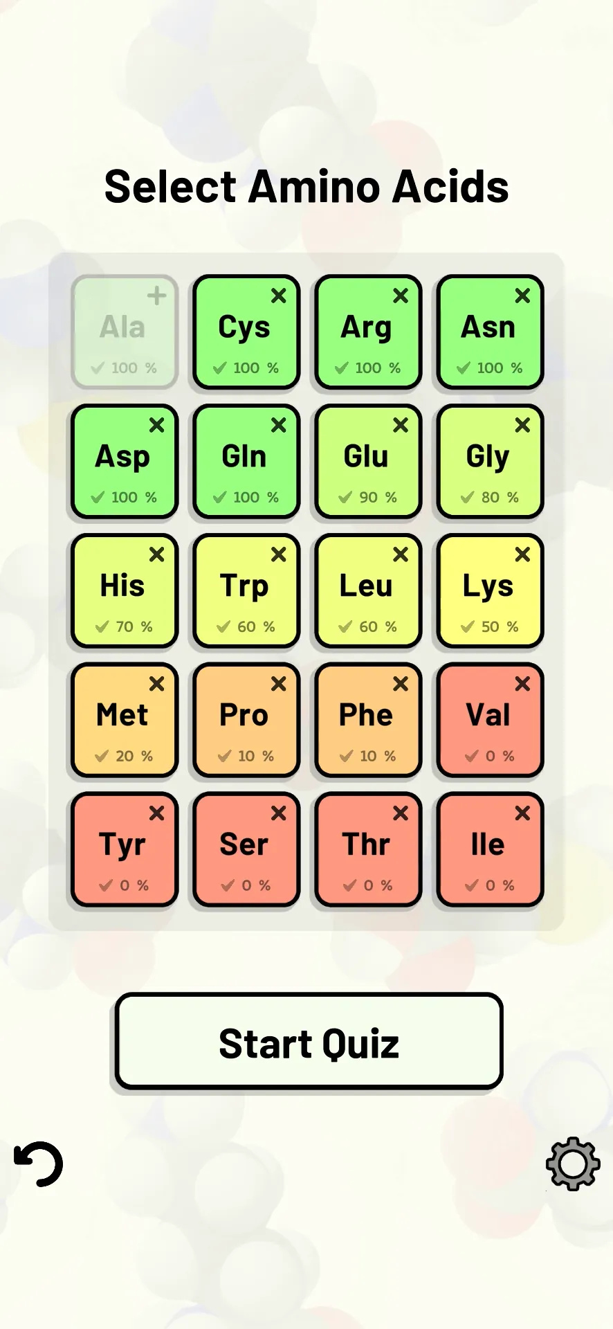 Amino Acid Quiz iphone screenshot 1