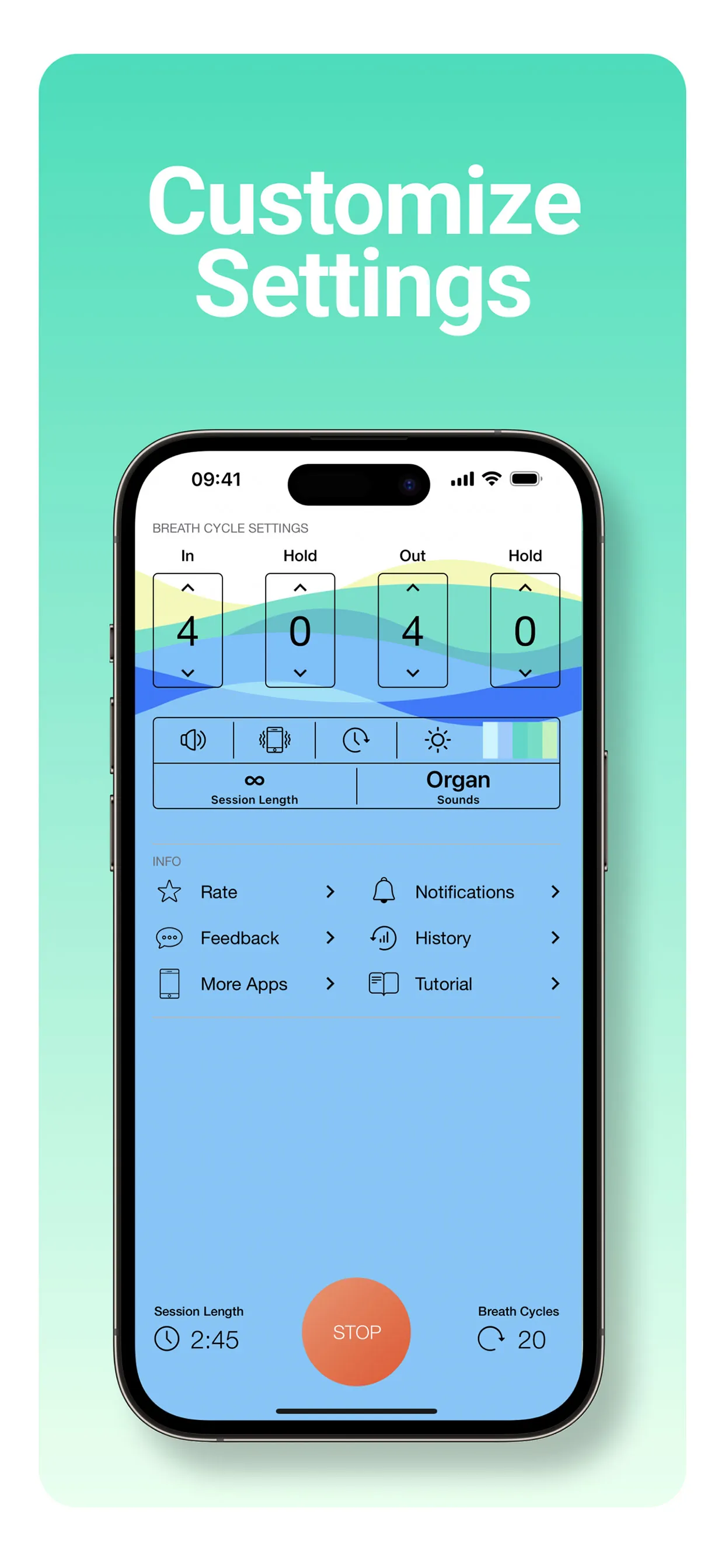 Breathing Exercises Breathe+ iphone screenshot 2