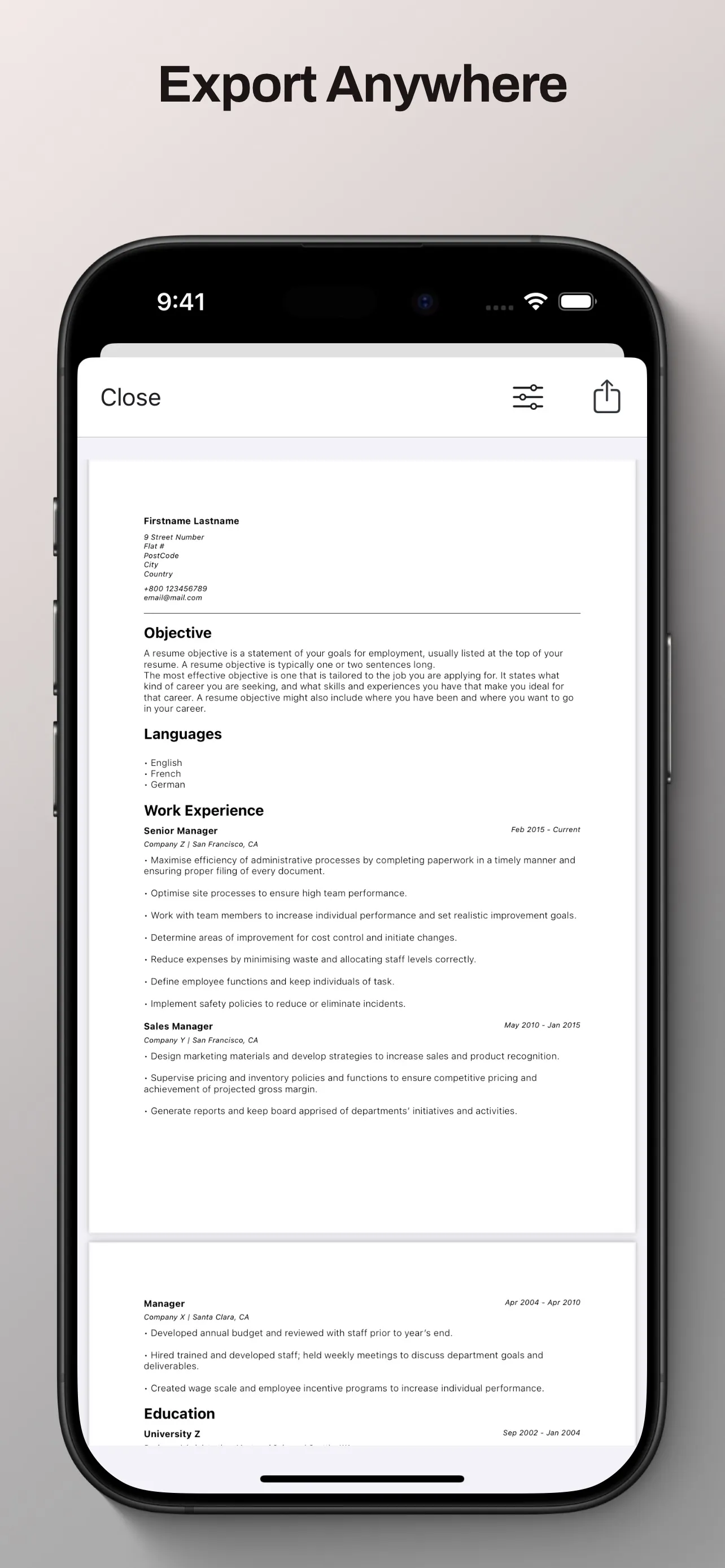 Professional Resume Builder iphone screenshot 7
