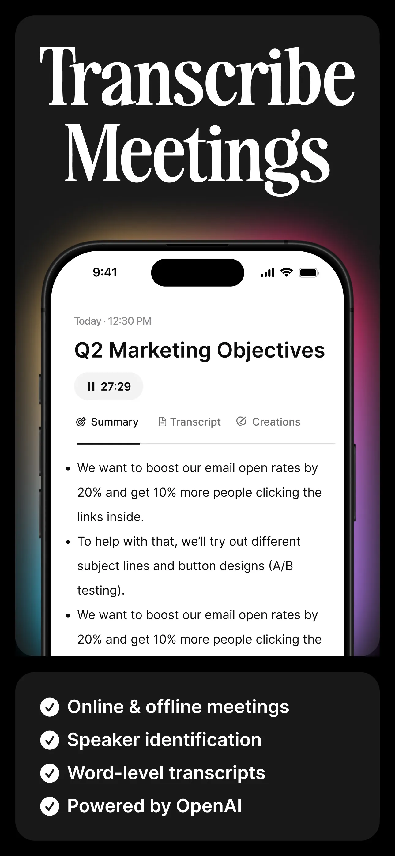 Voicenotes AI Notes & Meetings iphone screenshot 2