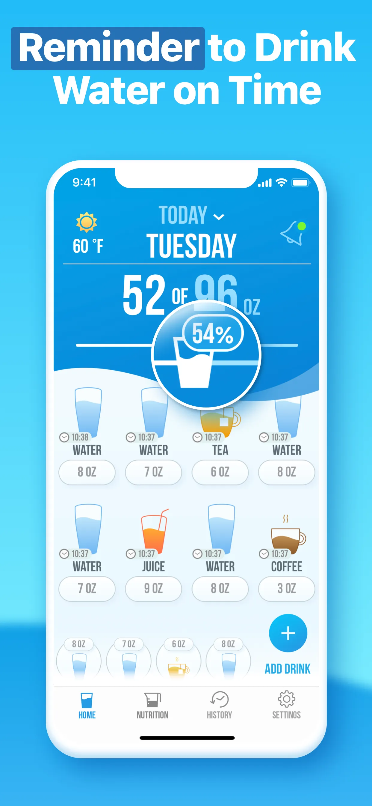 Water Reminder - Daily Tracker iphone screenshot 1