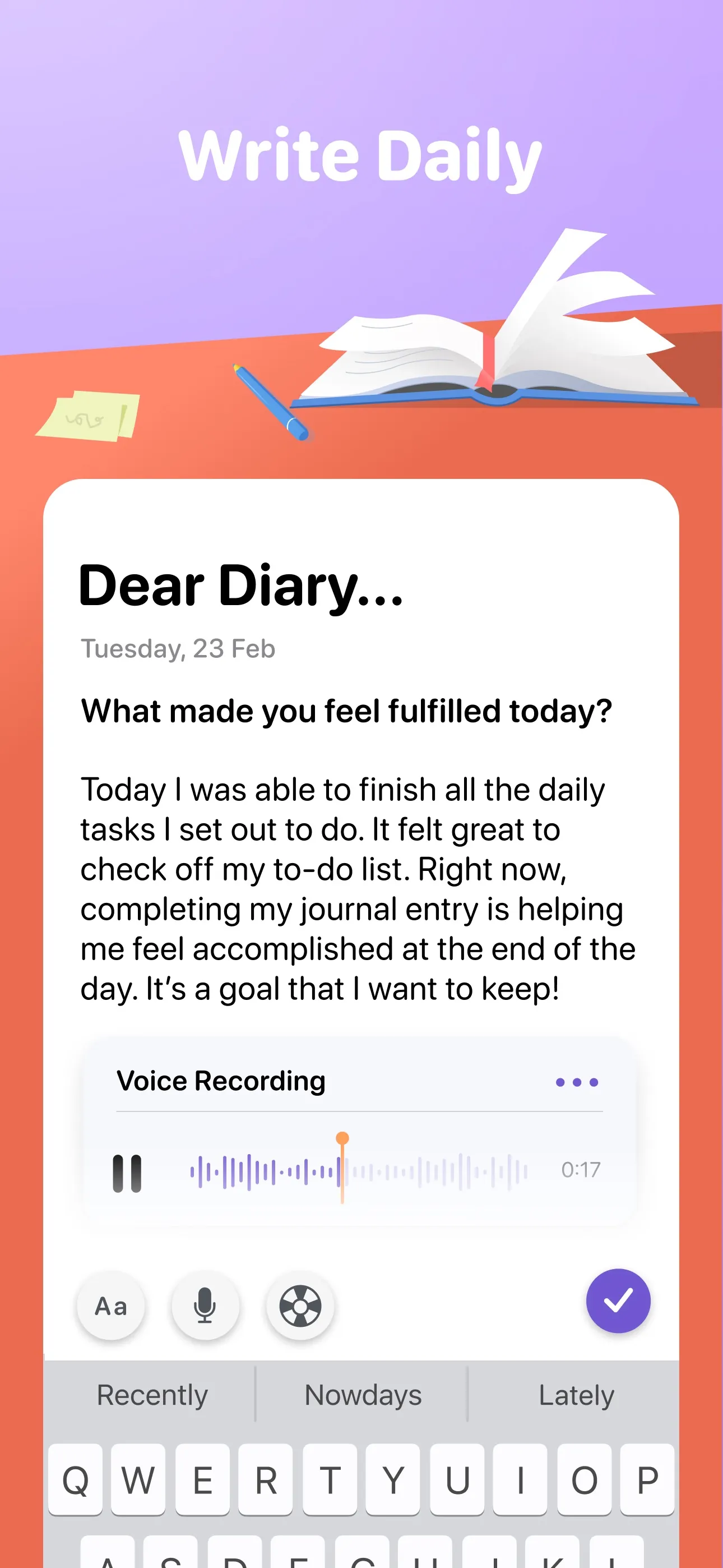Halo: Daily Self Care Journal iphone screenshot 2