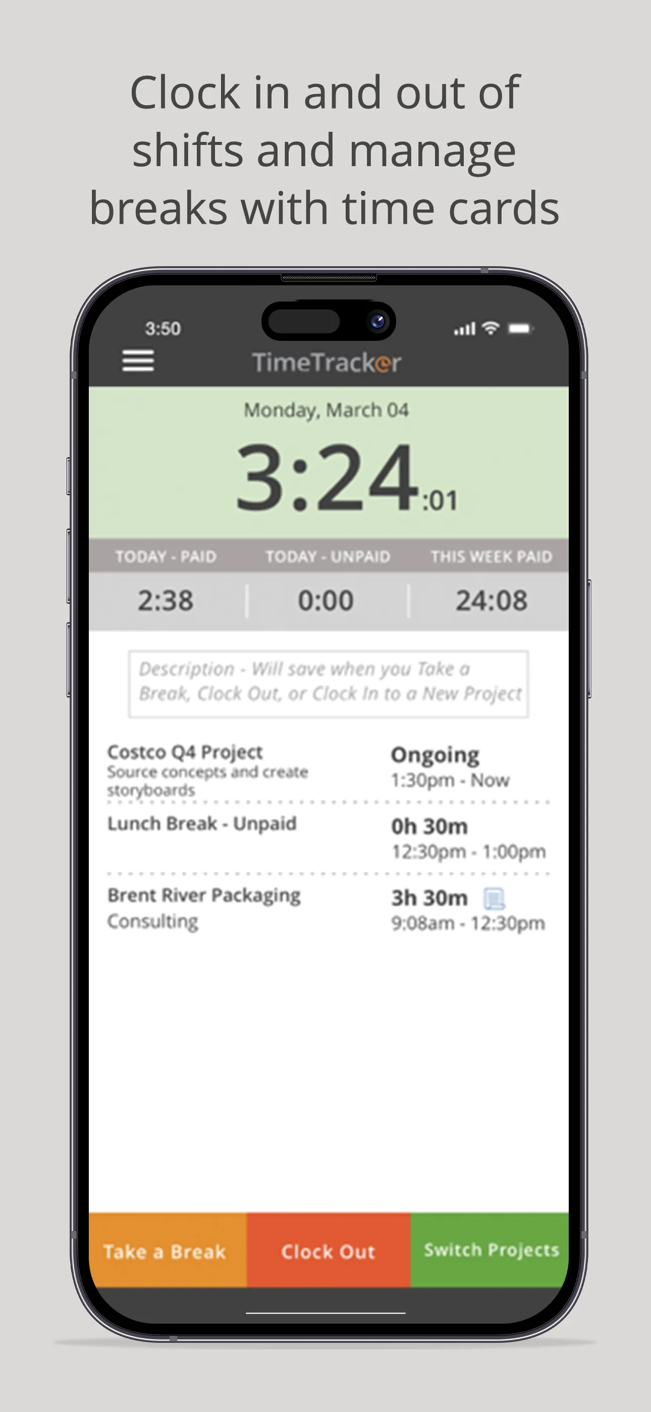 Time Tracker by eBillity iphone screenshot 2