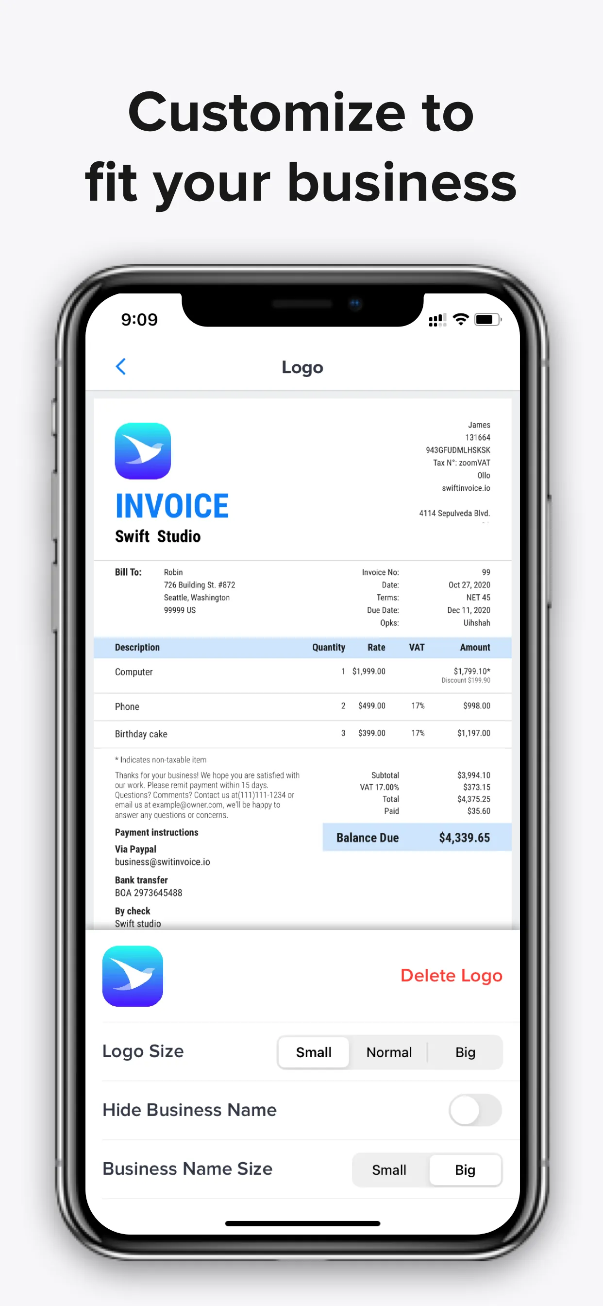 Swift Invoice, Invoice Maker, iphone screenshot 3