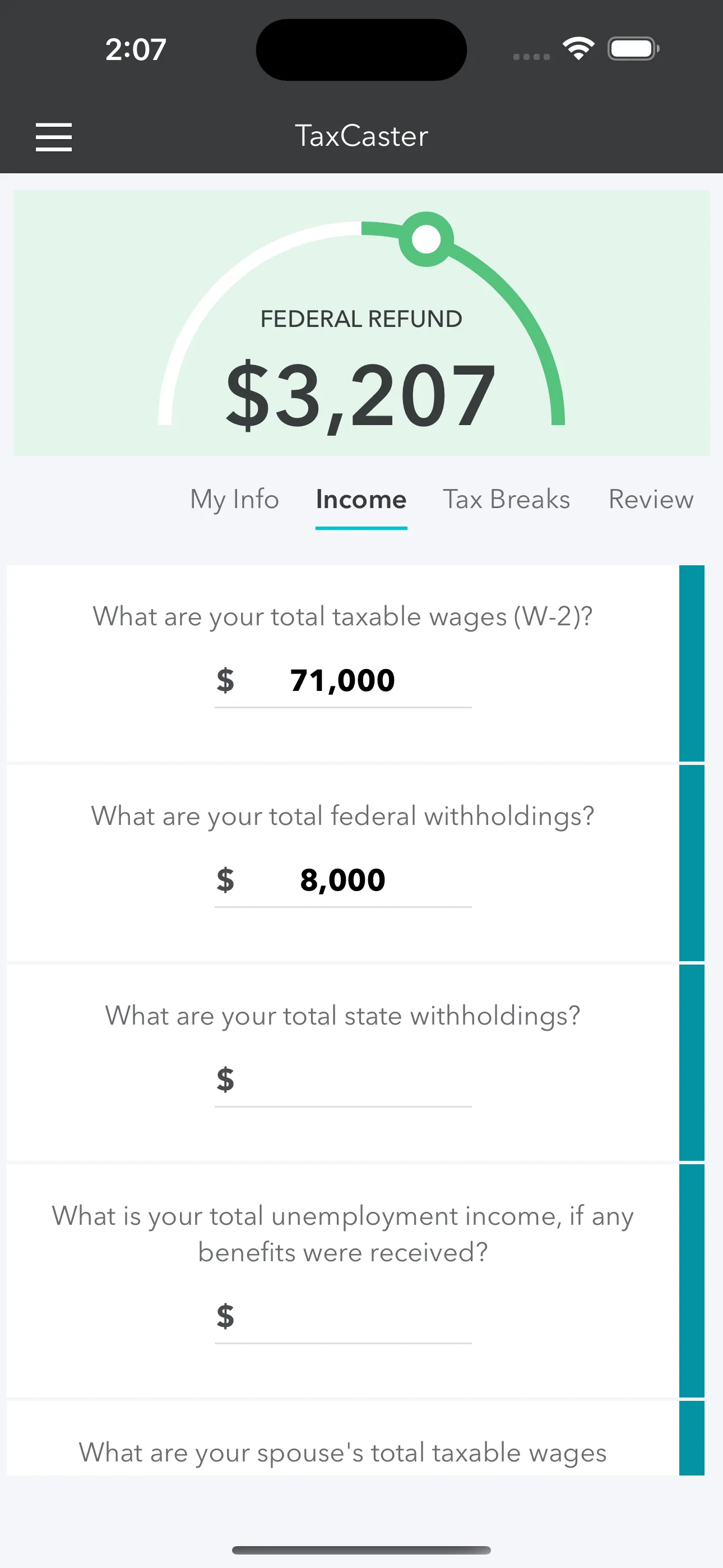 TaxCaster: Tax Calculator iphone screenshot 2