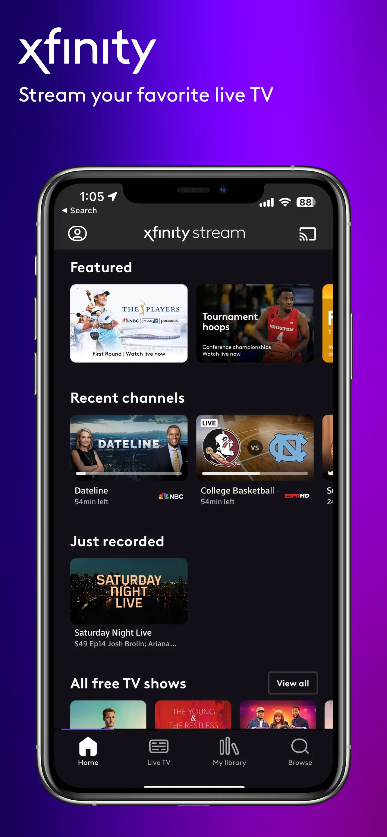 Xfinity Stream iphone screenshot 1