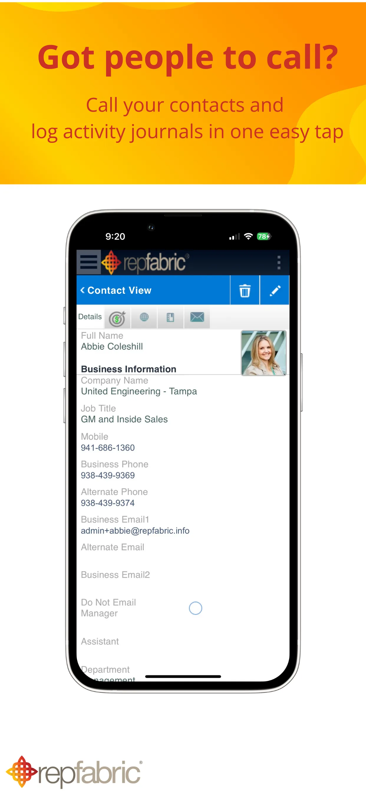 Repfabric CRM Tools iphone screenshot 1