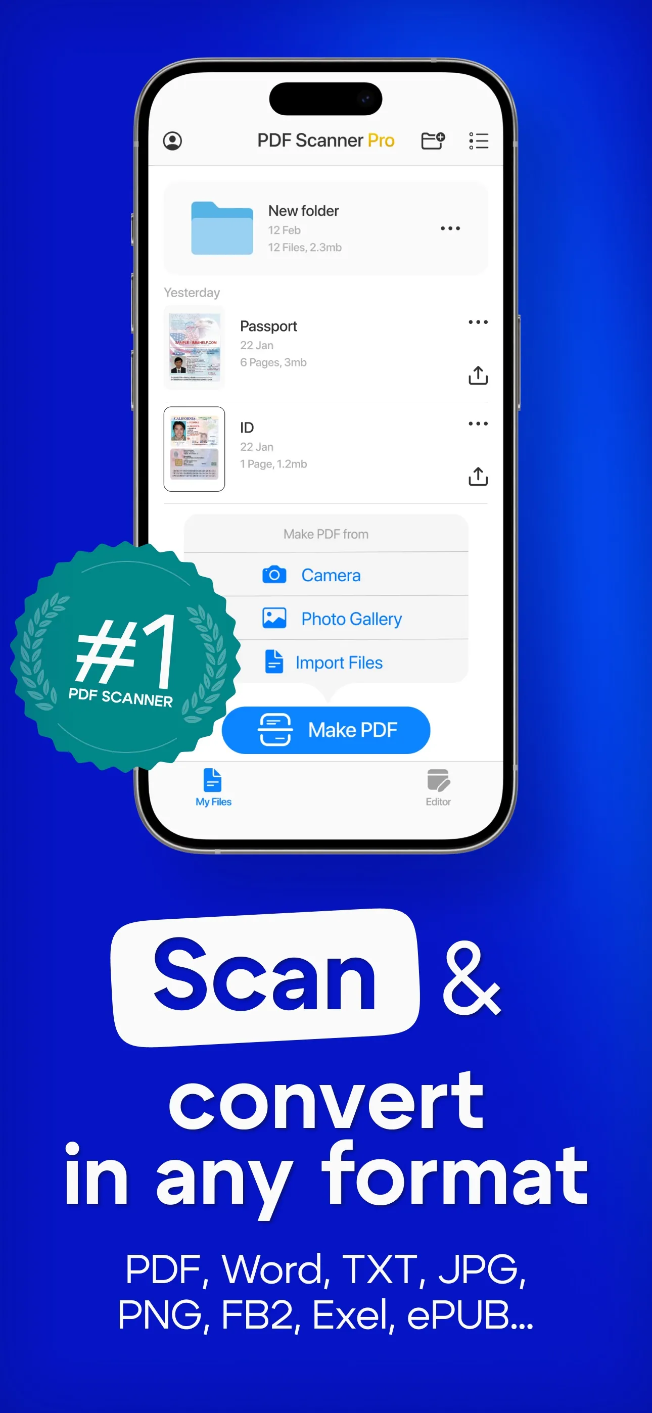 PDF Scanner & Editor Pro iphone screenshot 1