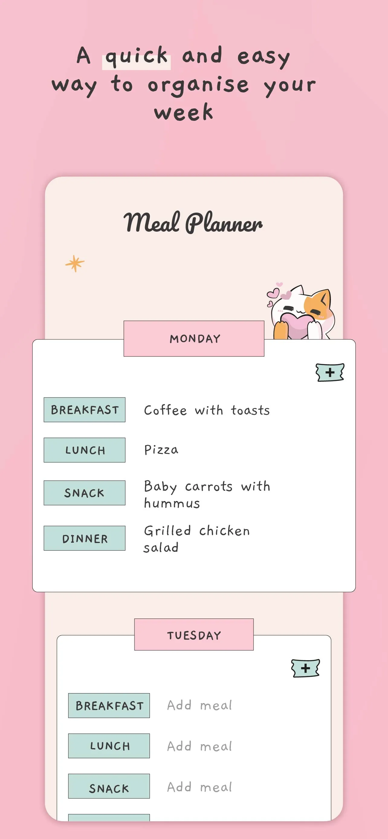 Meal plan template, food diary iphone screenshot 4