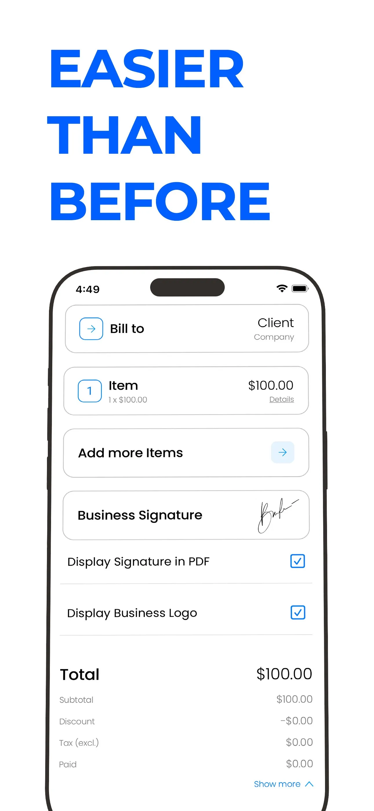 Invoice Maker & Receipt Create iphone screenshot 2