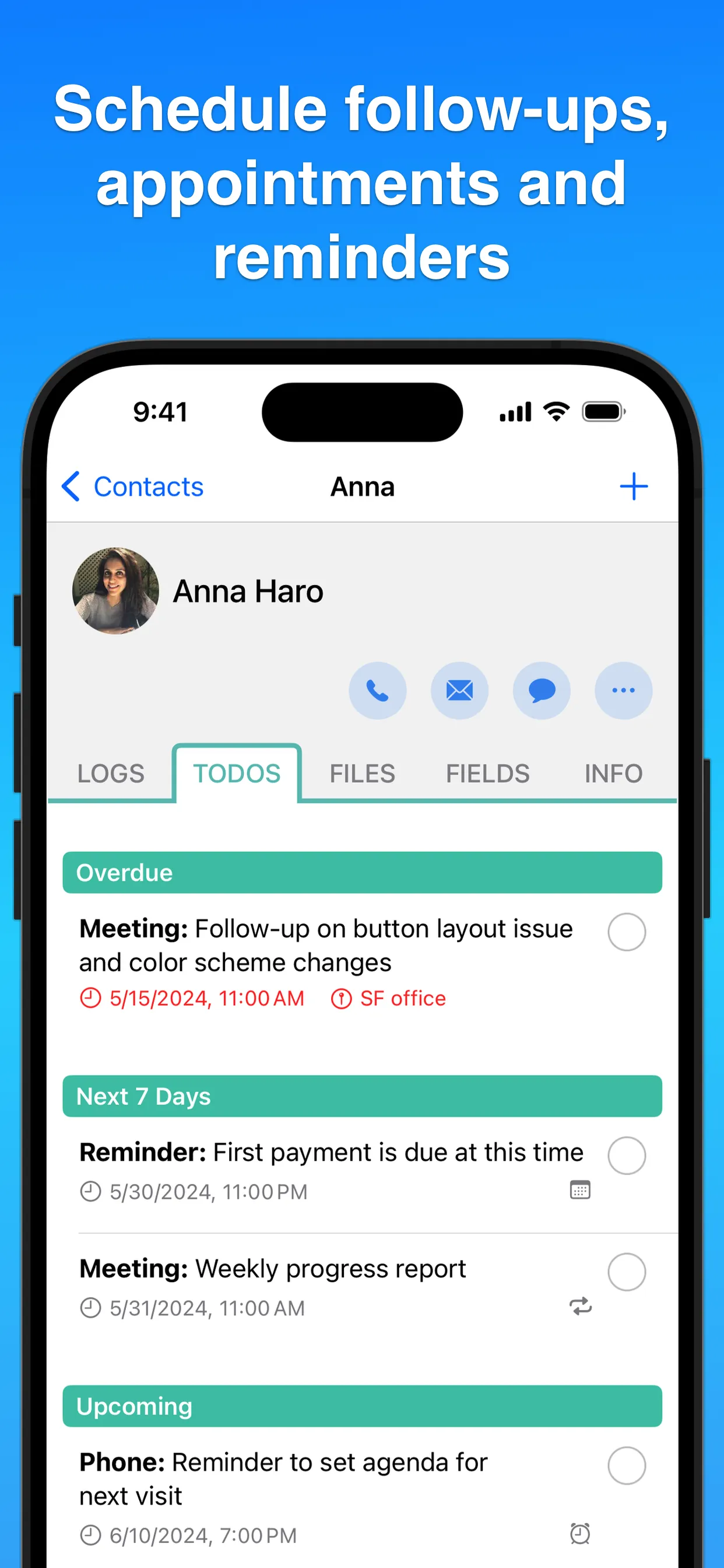 Contacts Journal CRM iphone screenshot 3
