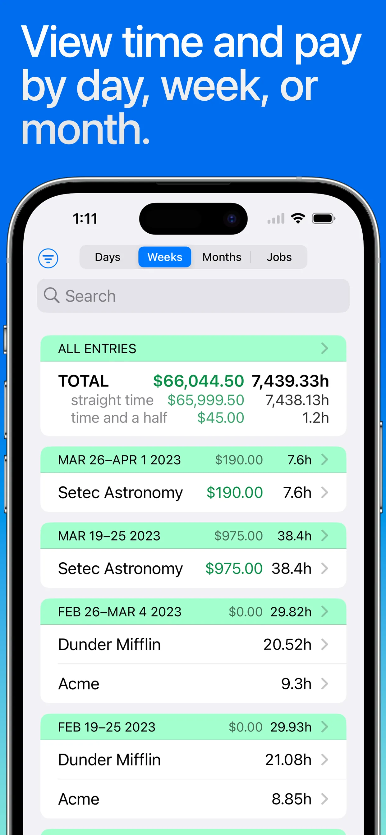 Hours Tracker: Time Tracking iphone screenshot 3