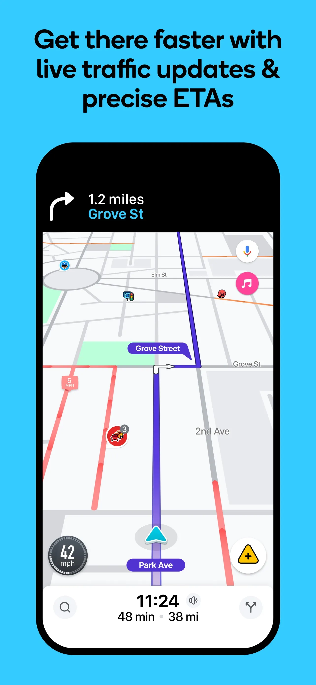 Waze Navigation & Live Traffic iphone screenshot 1