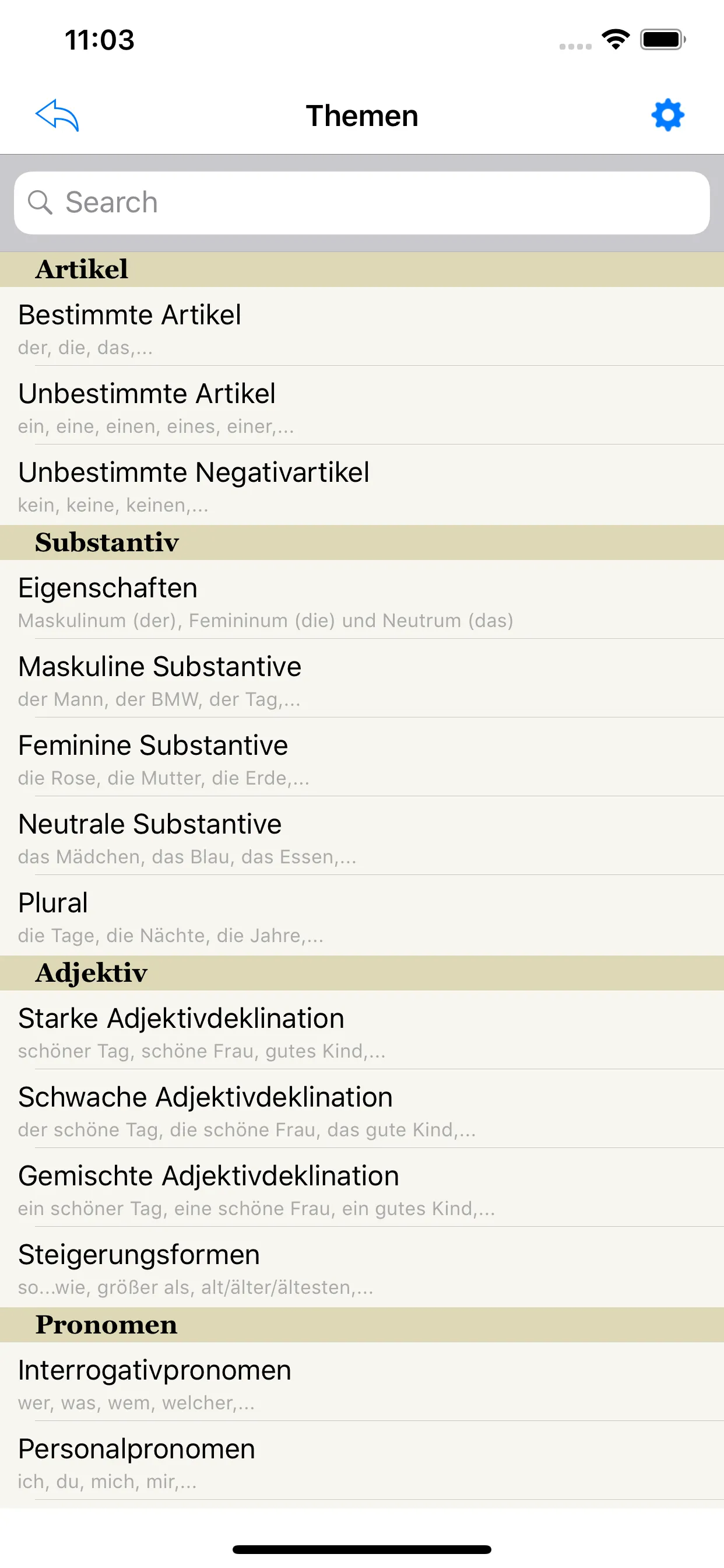 Deutsche Grammatik iphone screenshot 1