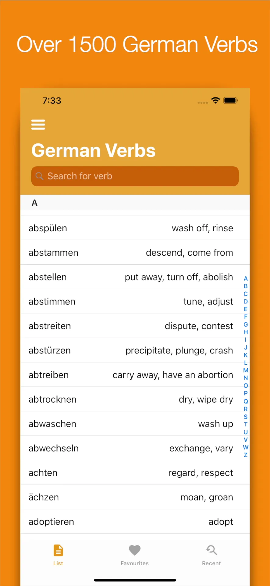 German Verb Conjugator Pro iphone screenshot 1