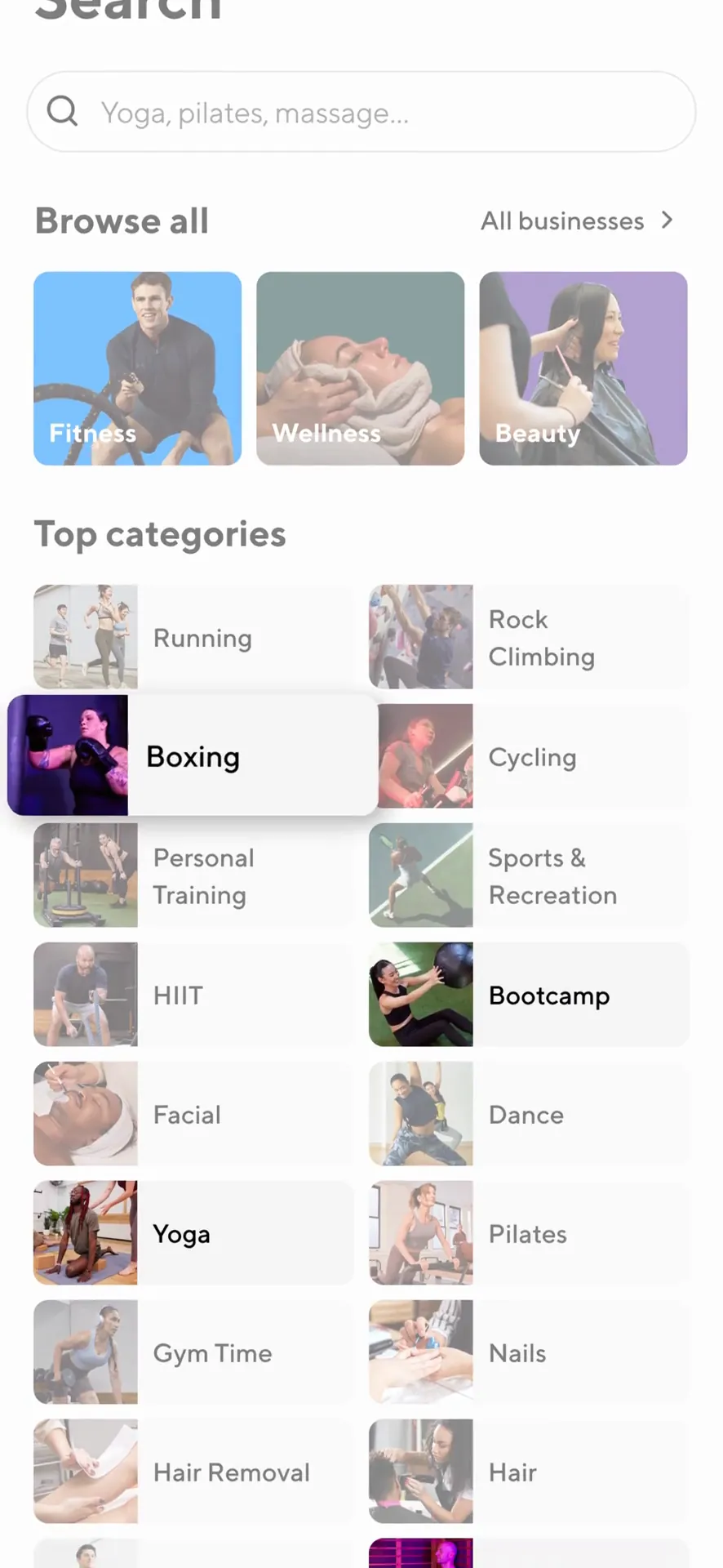 ClassPass: Fitness, Spa, Salon iphone screenshot 1