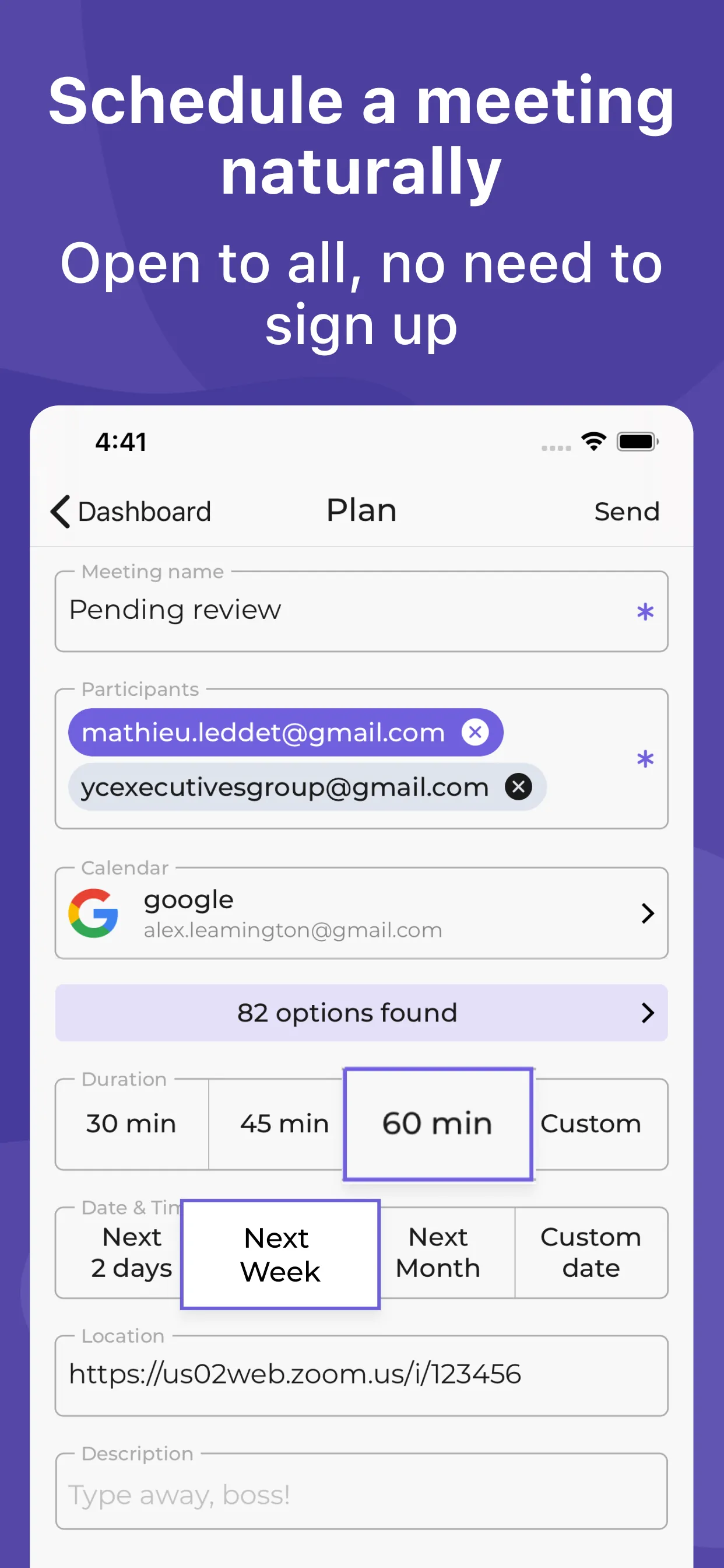 Lets Meet - Schedule Meetings iphone screenshot 1