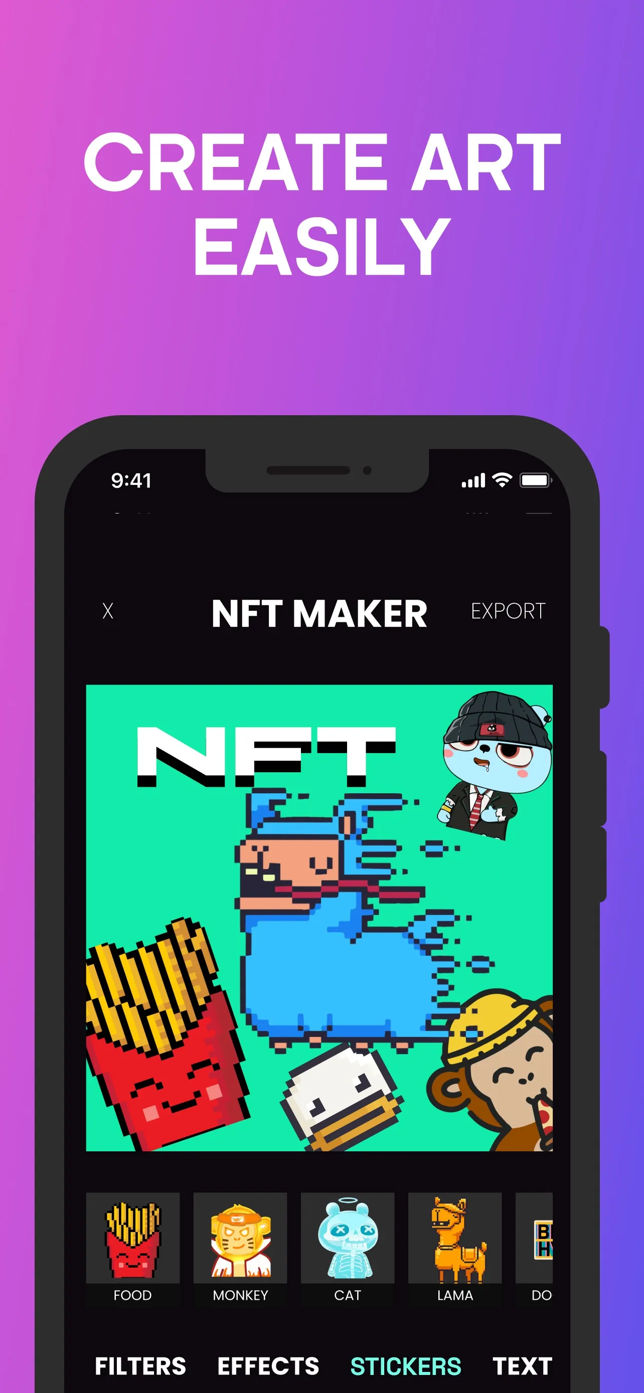NFT art maker creator iphone screenshot 2