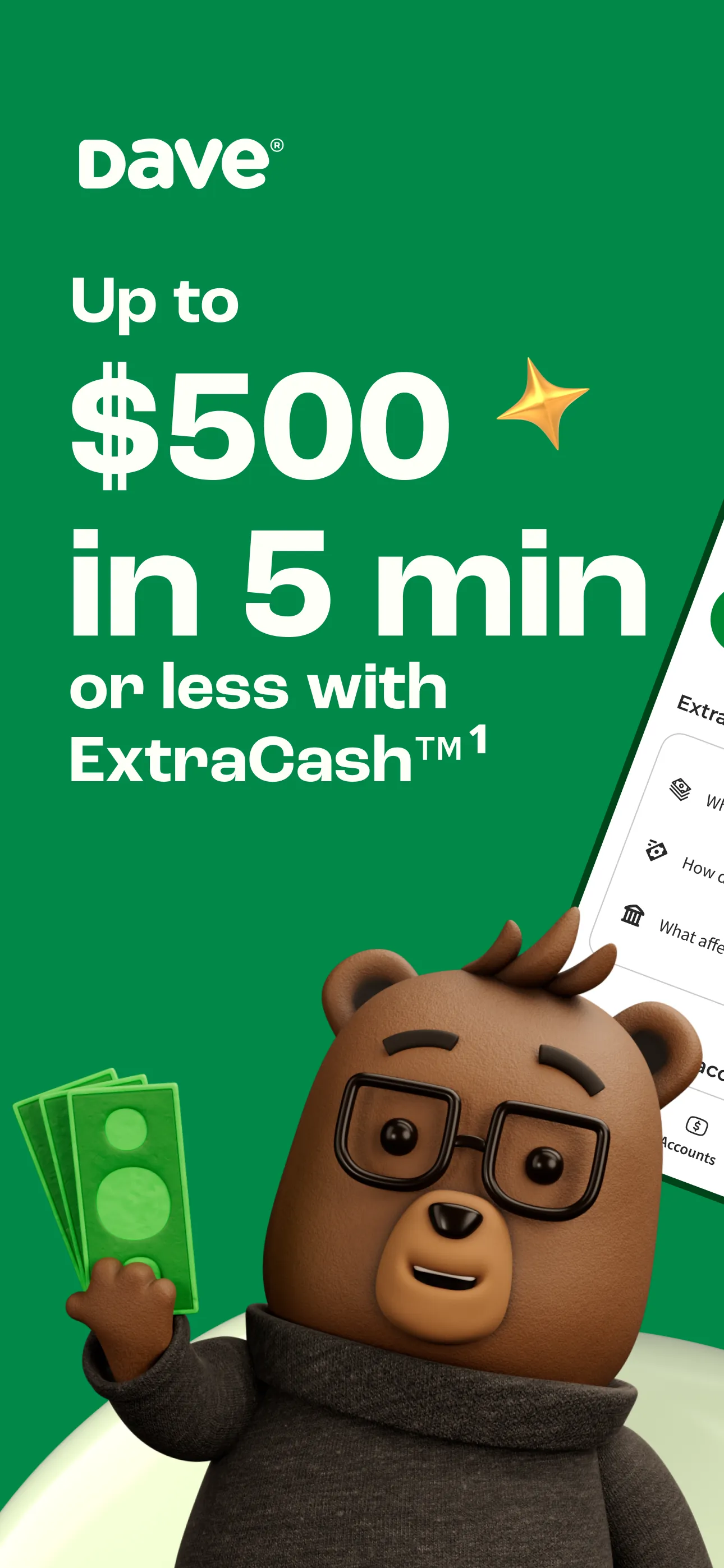 Dave: Fast Cash & Banking iphone screenshot 1