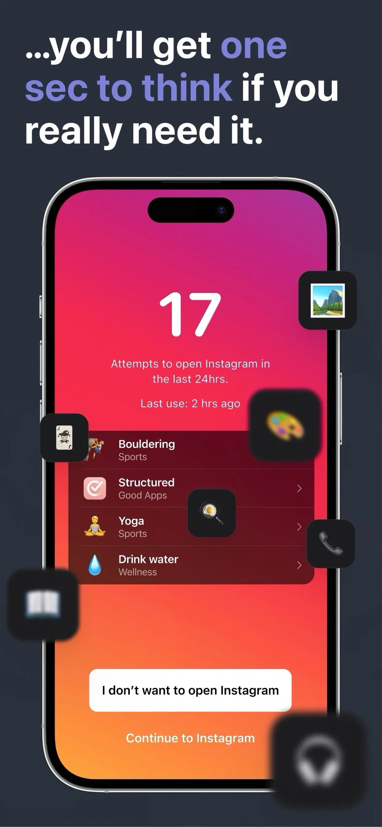 one sec | screen time + focus iphone screenshot 4