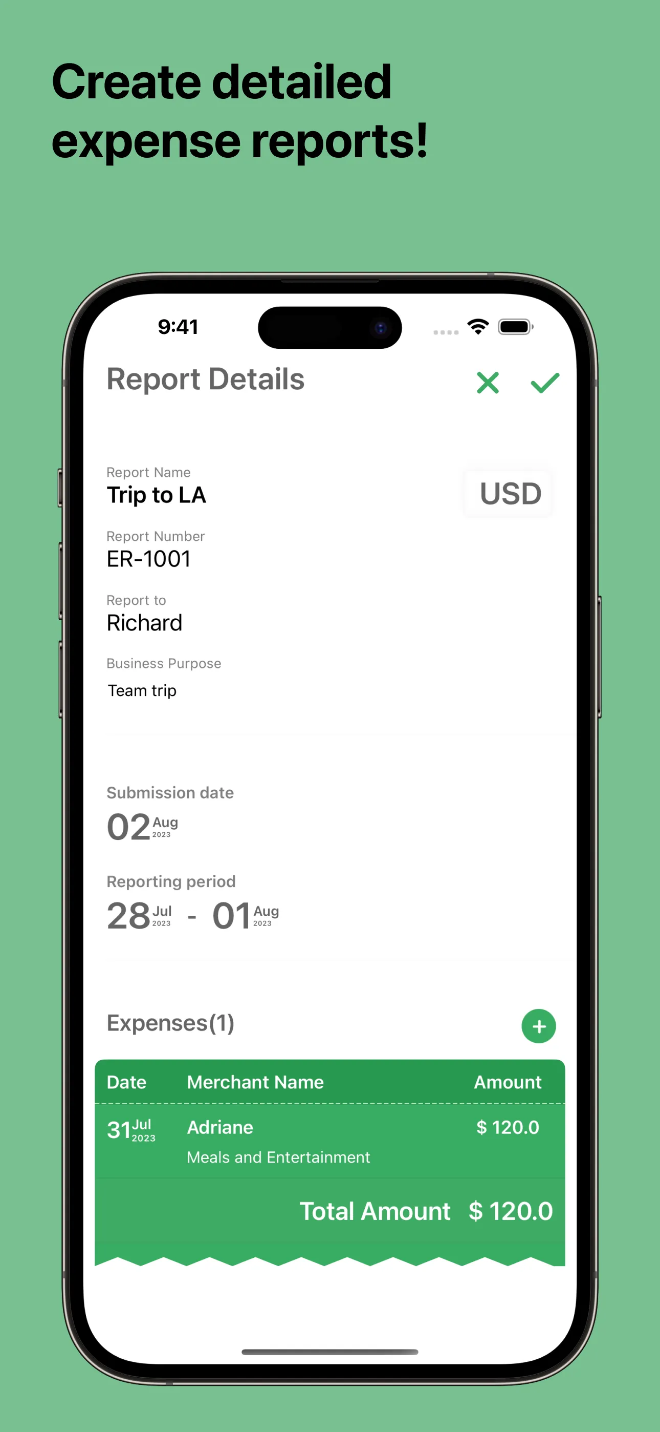 Expense Report: PDF Generator iphone screenshot 2