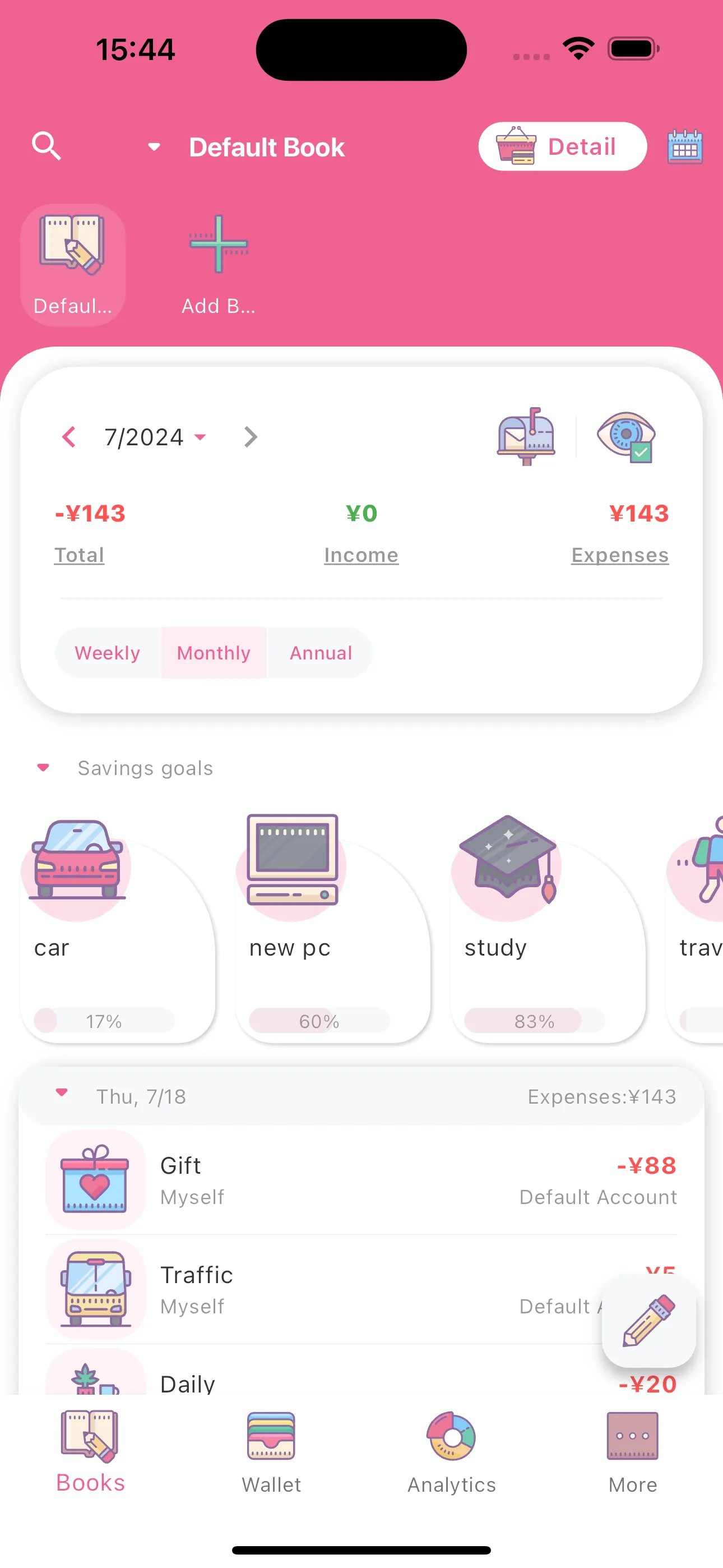 Money+ Cute Expense Tracker iphone screenshot 1