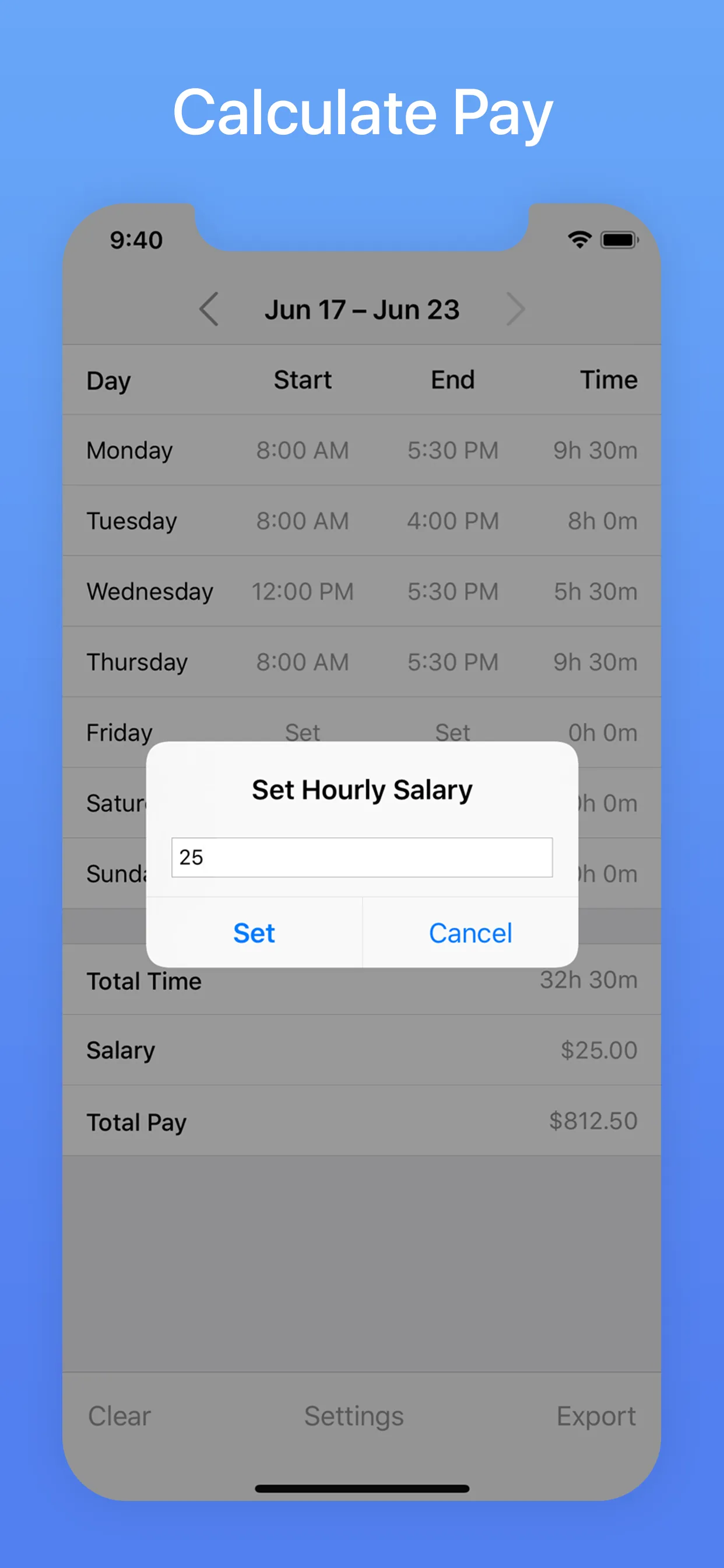 Hours Tracker: Time Calculator iphone screenshot 3