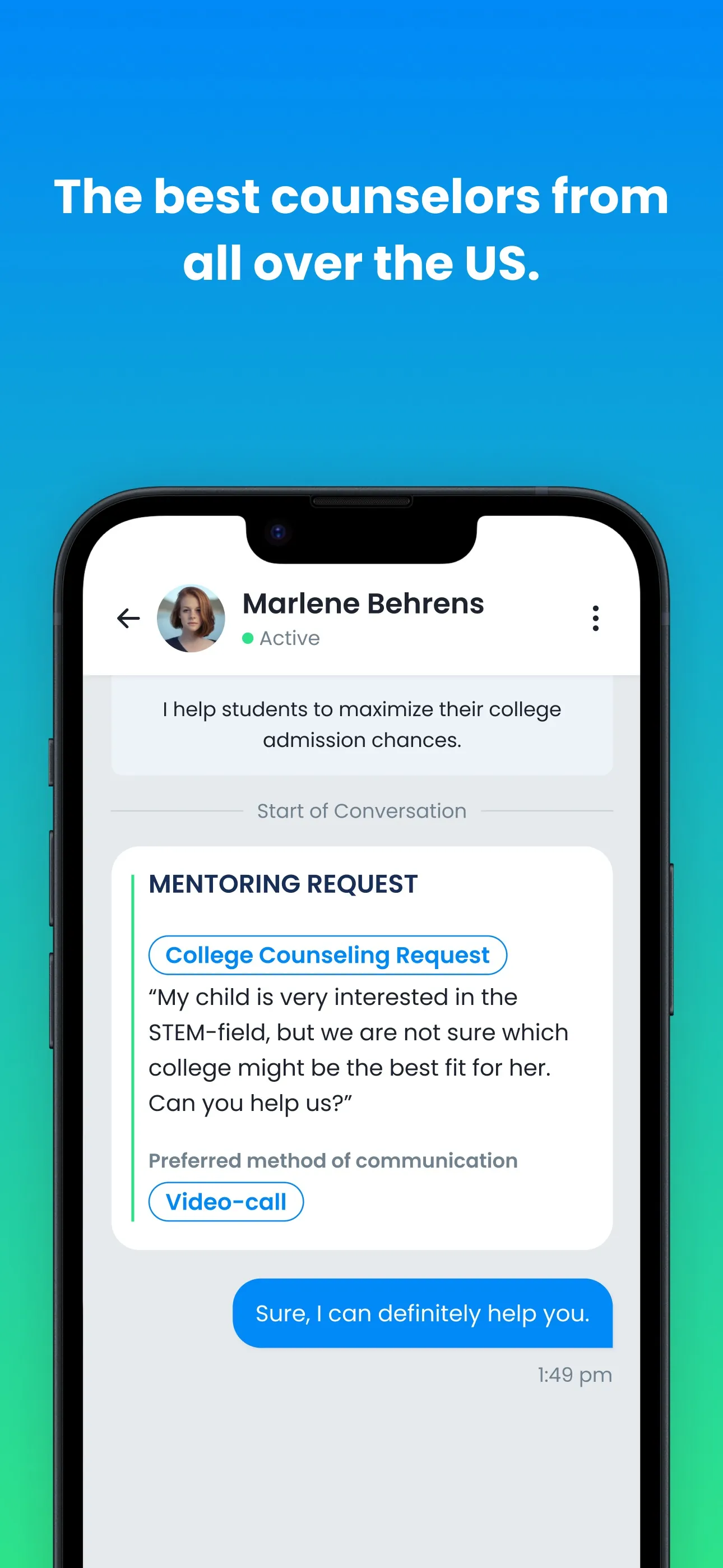 Mentory - College Counselors iphone screenshot 5