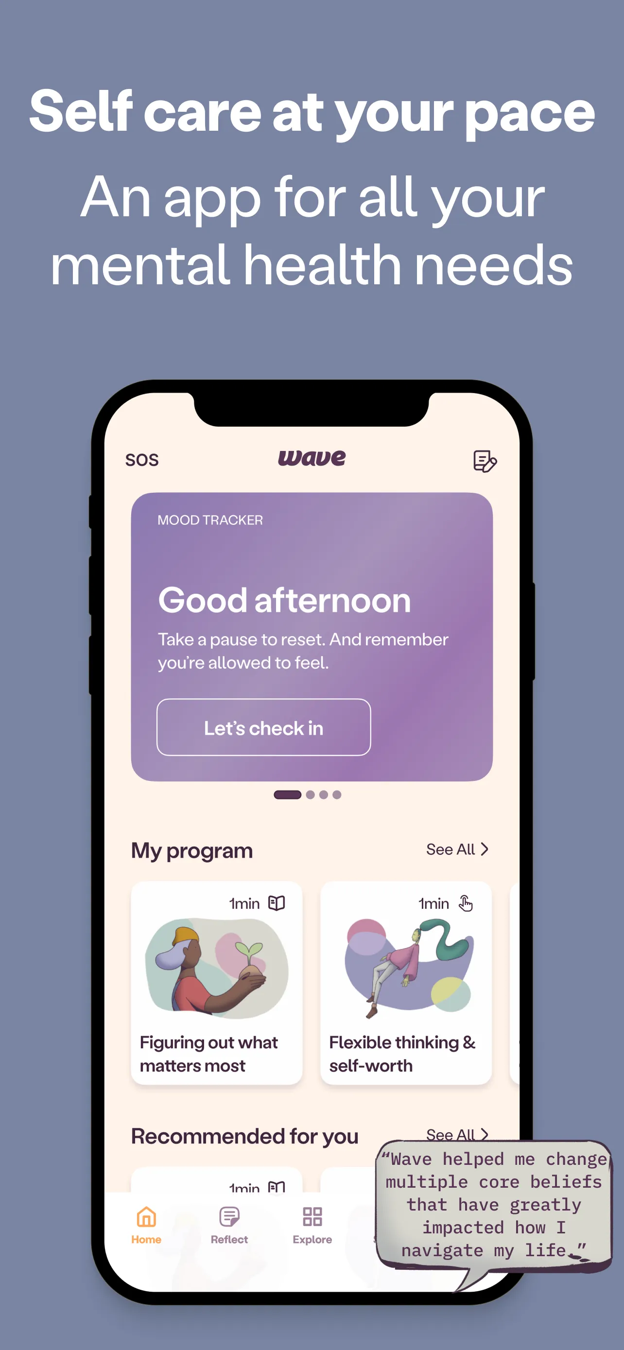Wave: Mental Health Coaching iphone screenshot 1