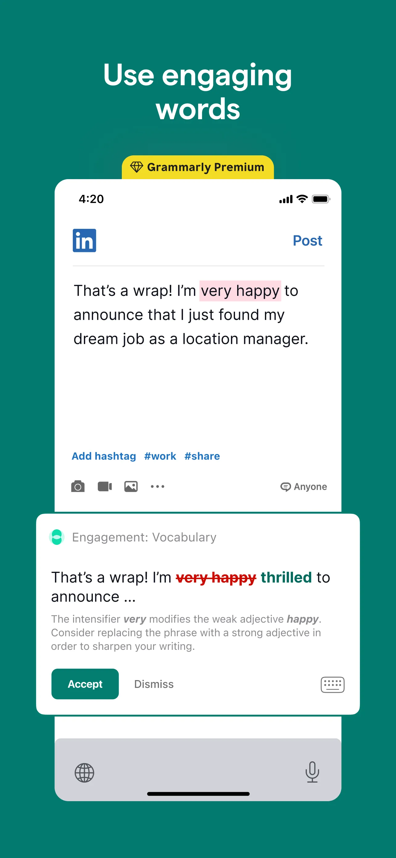 Grammarly: AI Writing Keyboard iphone screenshot 4