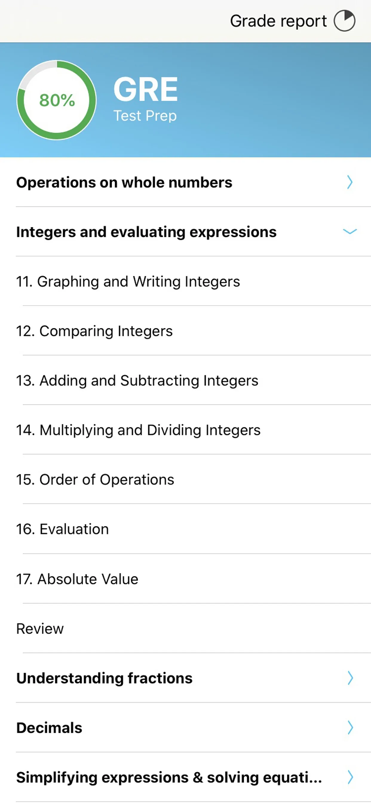 GRE iphone screenshot 1