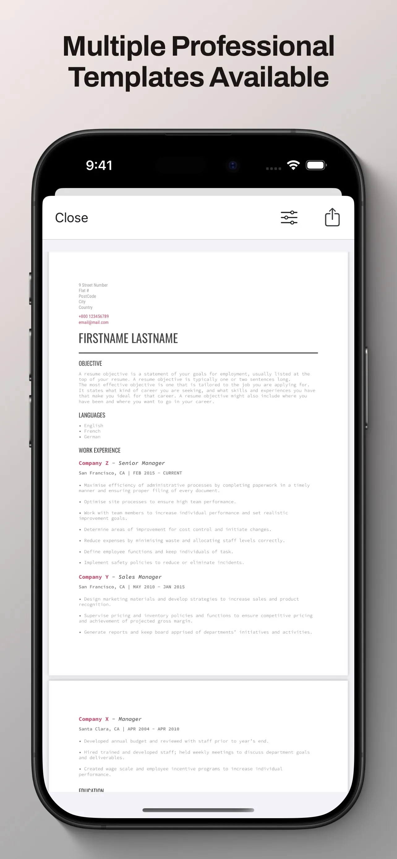 Professional Resume Builder iphone screenshot 4