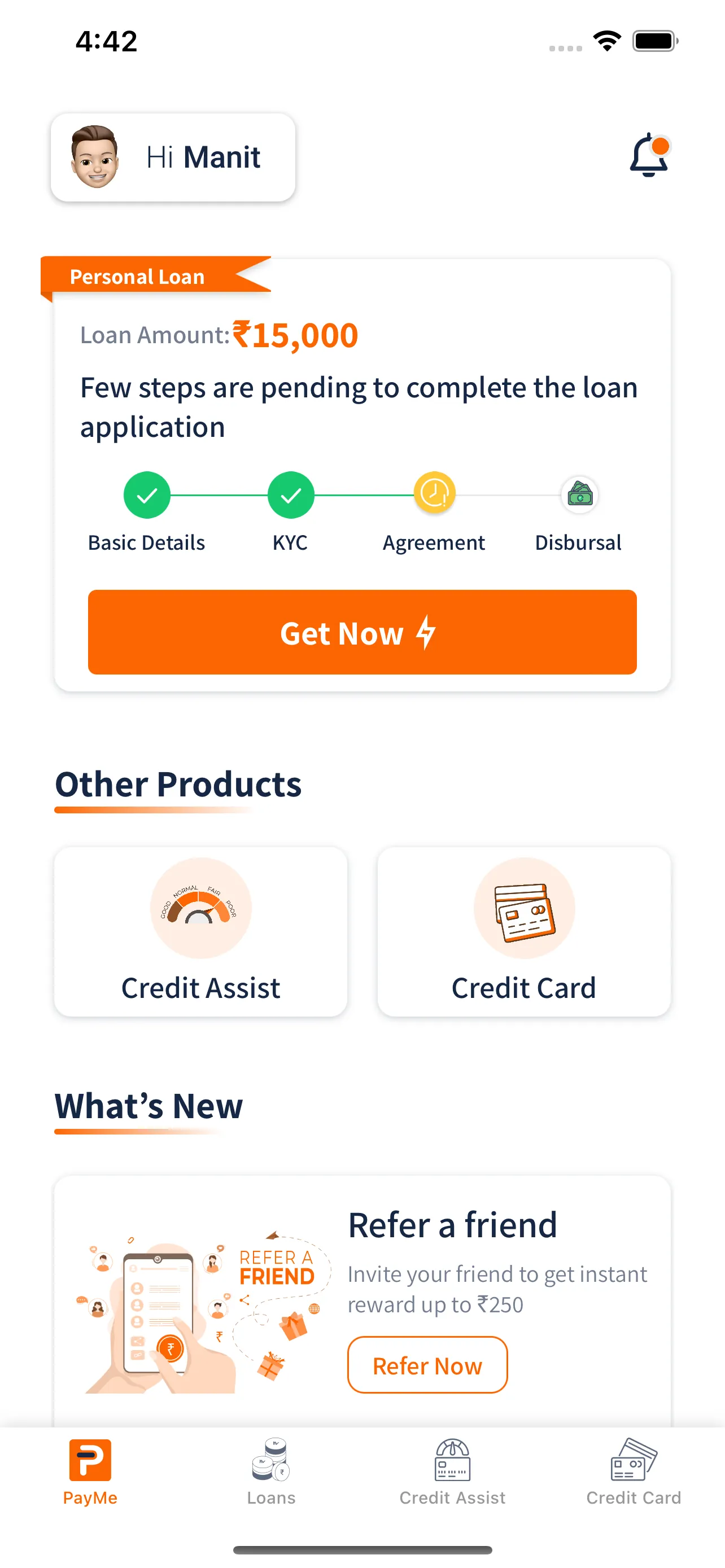 PayMe - Personal loan app iphone screenshot 1