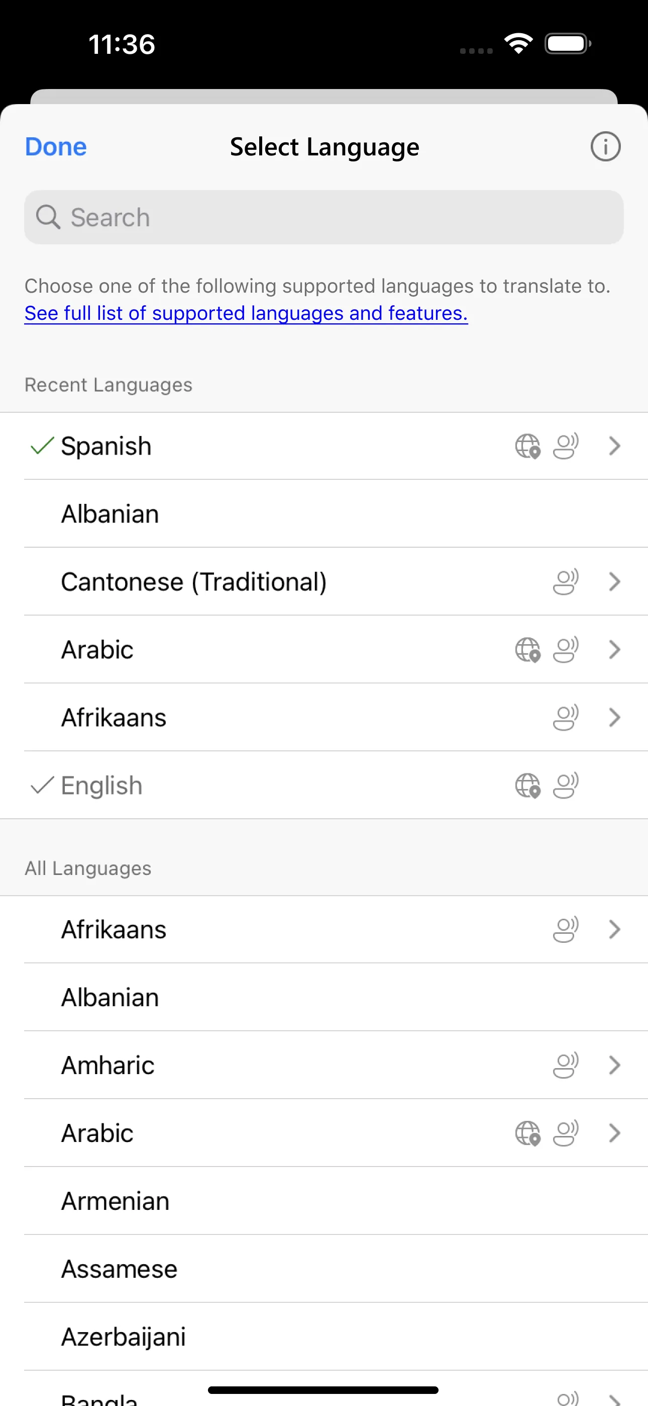 Microsoft Translator iphone screenshot 1